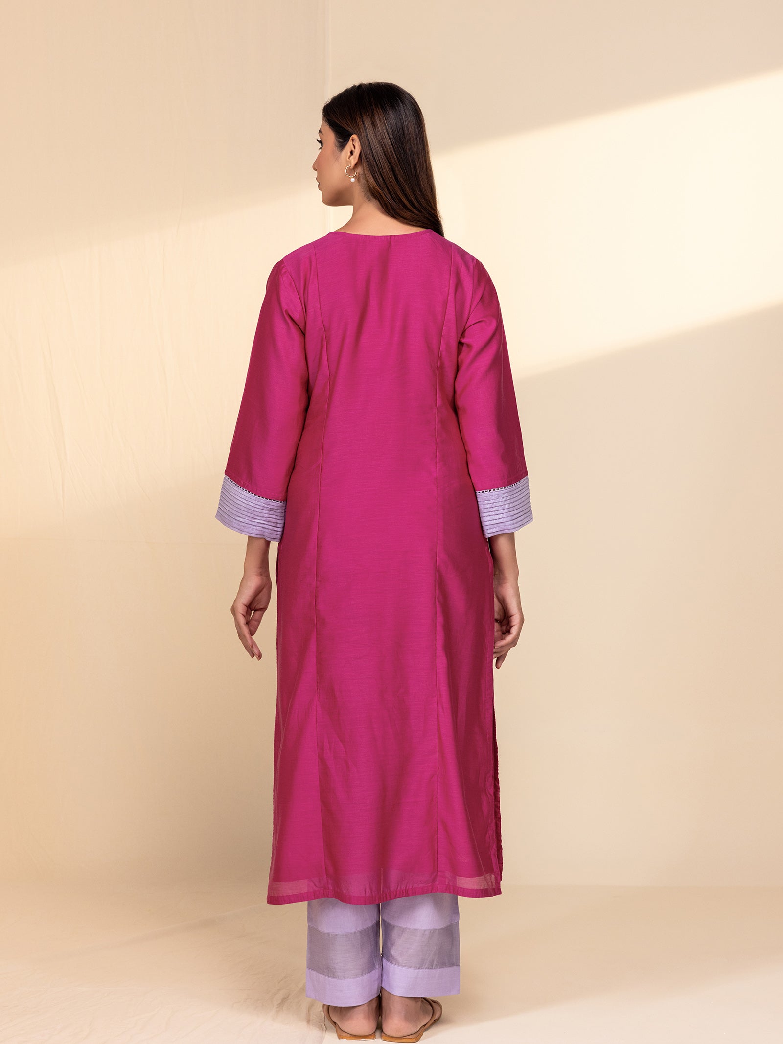 C-B Pink Chanderi Kurta