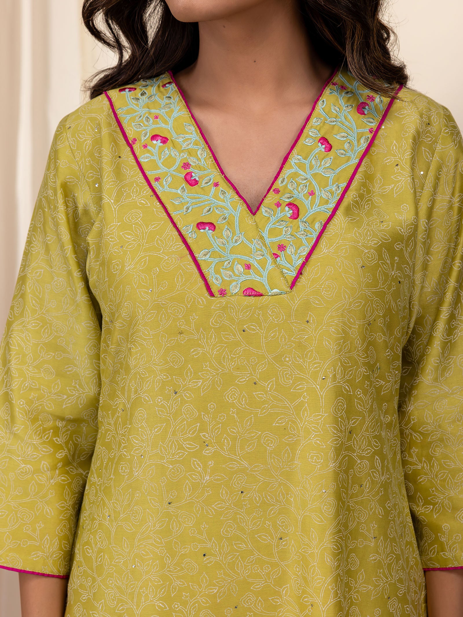 Celebration Citrus Chanderi Kurta