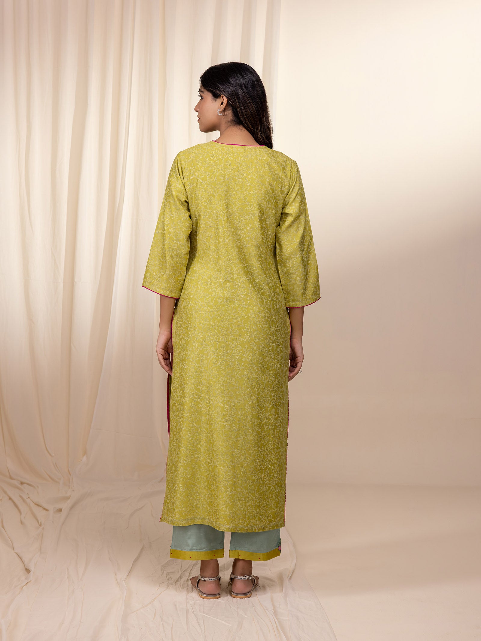 Celebration Citrus Chanderi Kurta