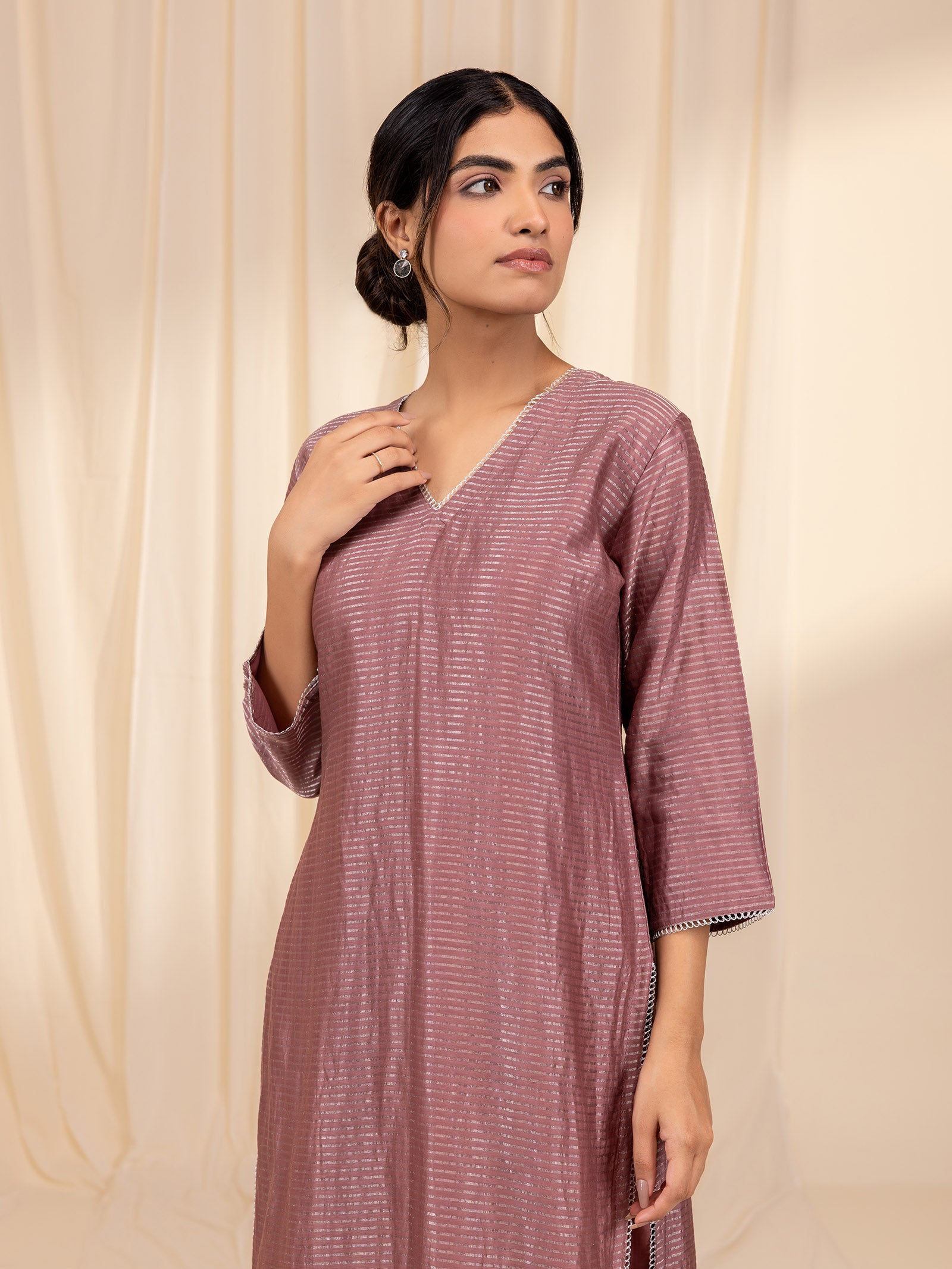 Celebration Dusty Rose Chanderi Kurta