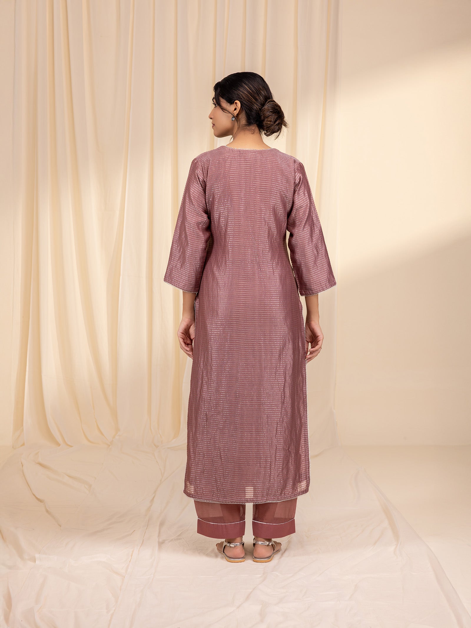 Celebration Dusty Rose Chanderi Kurta