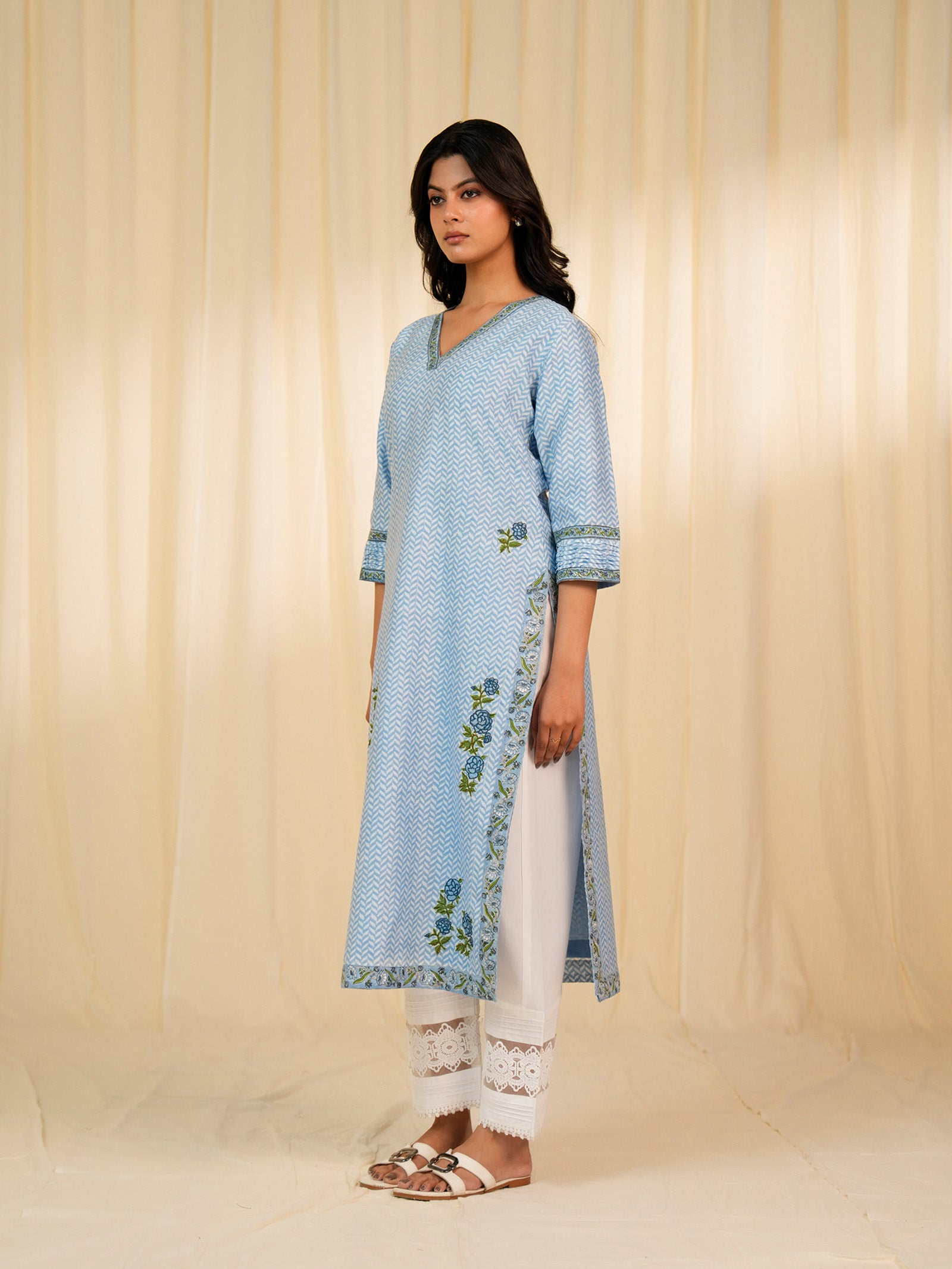 Celeste Aasmani Chanderi Kurta