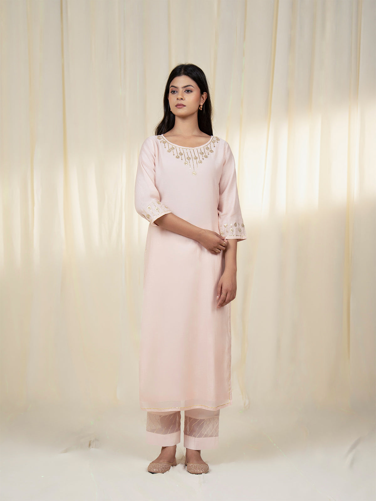 Chama-Cham Blush Chanderi Kurta