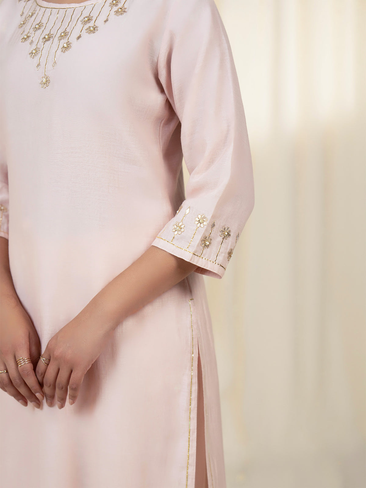 Chama-Cham Blush Chanderi Kurta