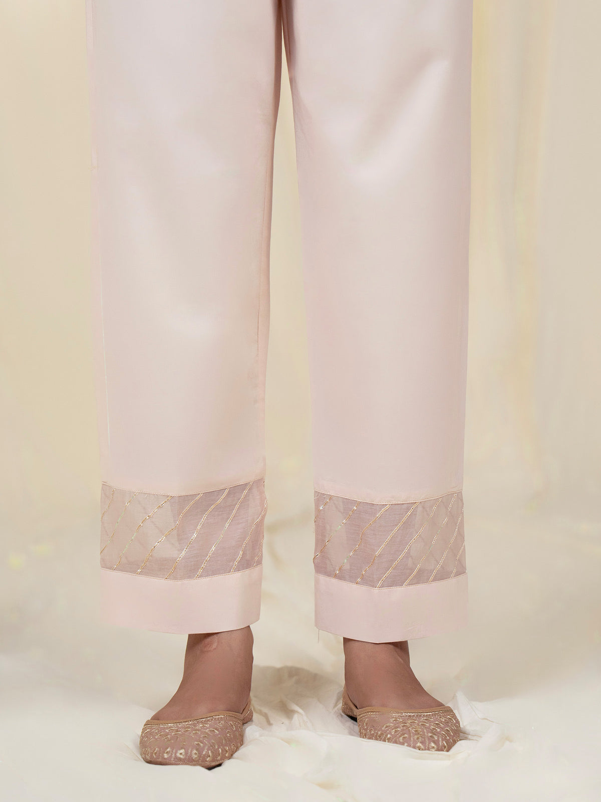 Chama-Cham Blush Cotton Straight Pants