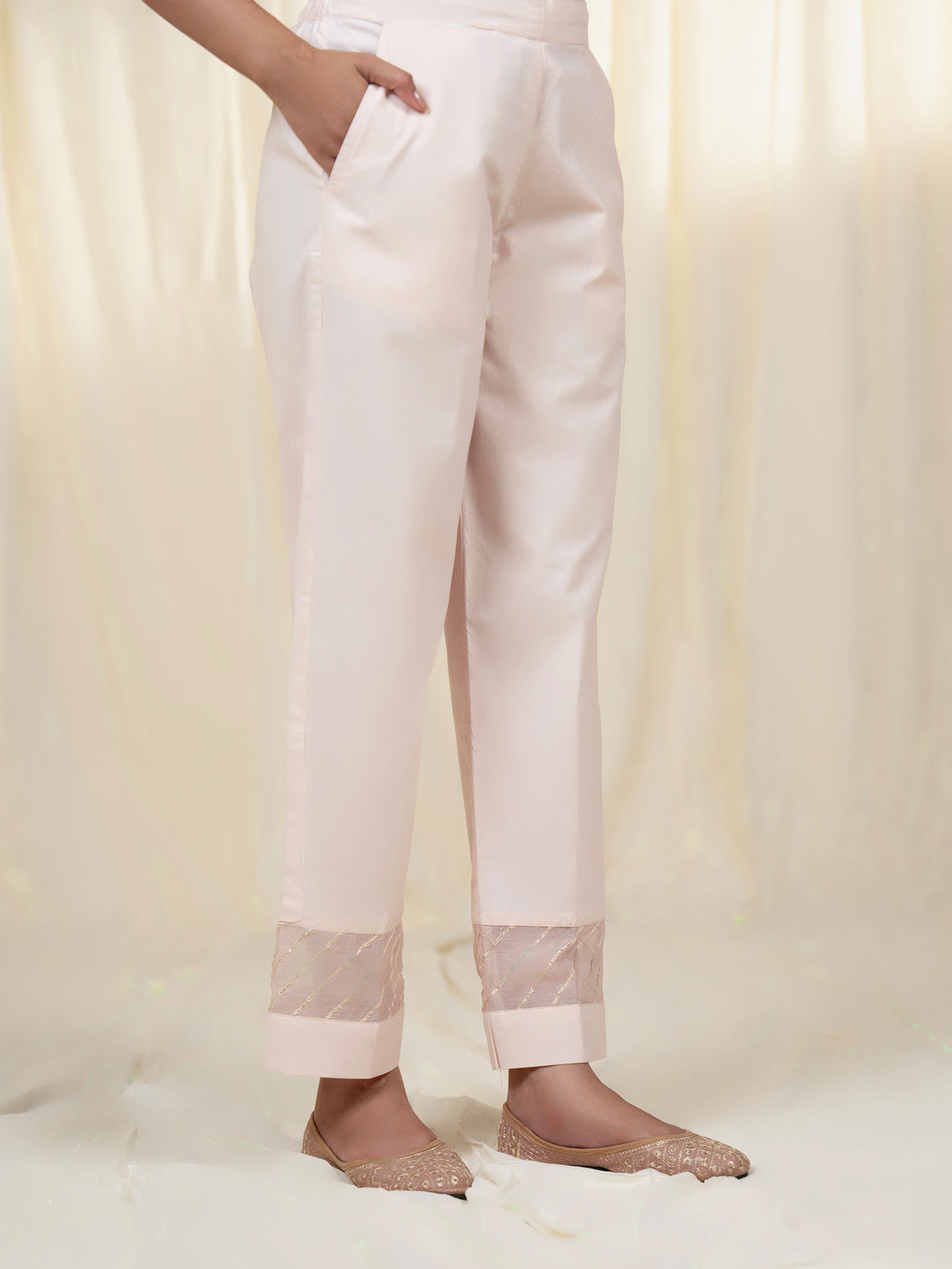 Chama-Cham Blush Cotton Straight Pants