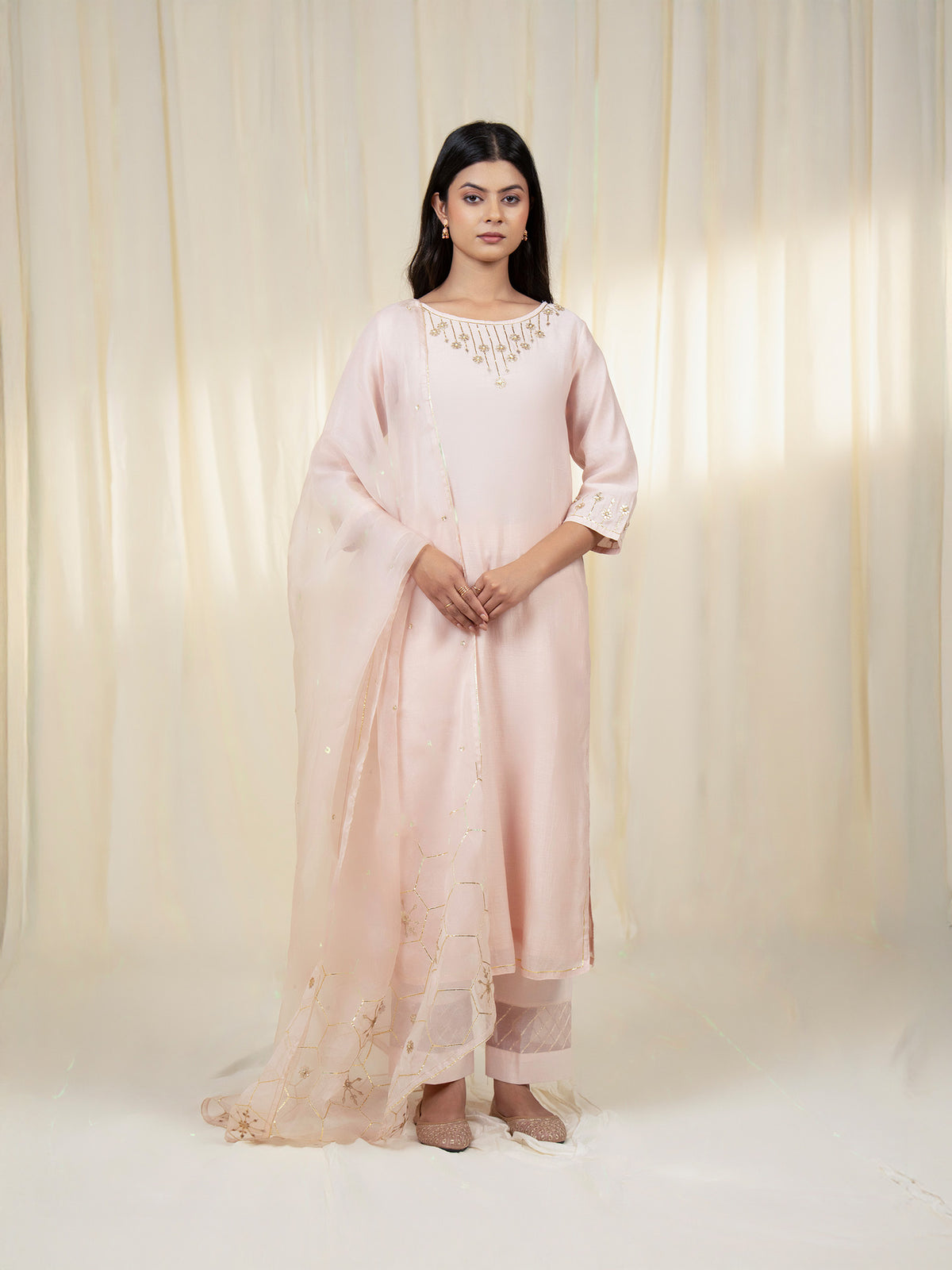 Chama-Cham Blush Organza Dupatta