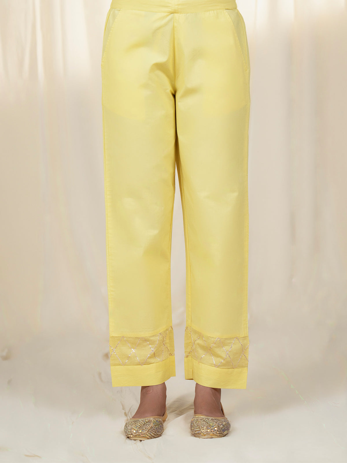 Chama-Cham Lemon Cotton Straight Pants