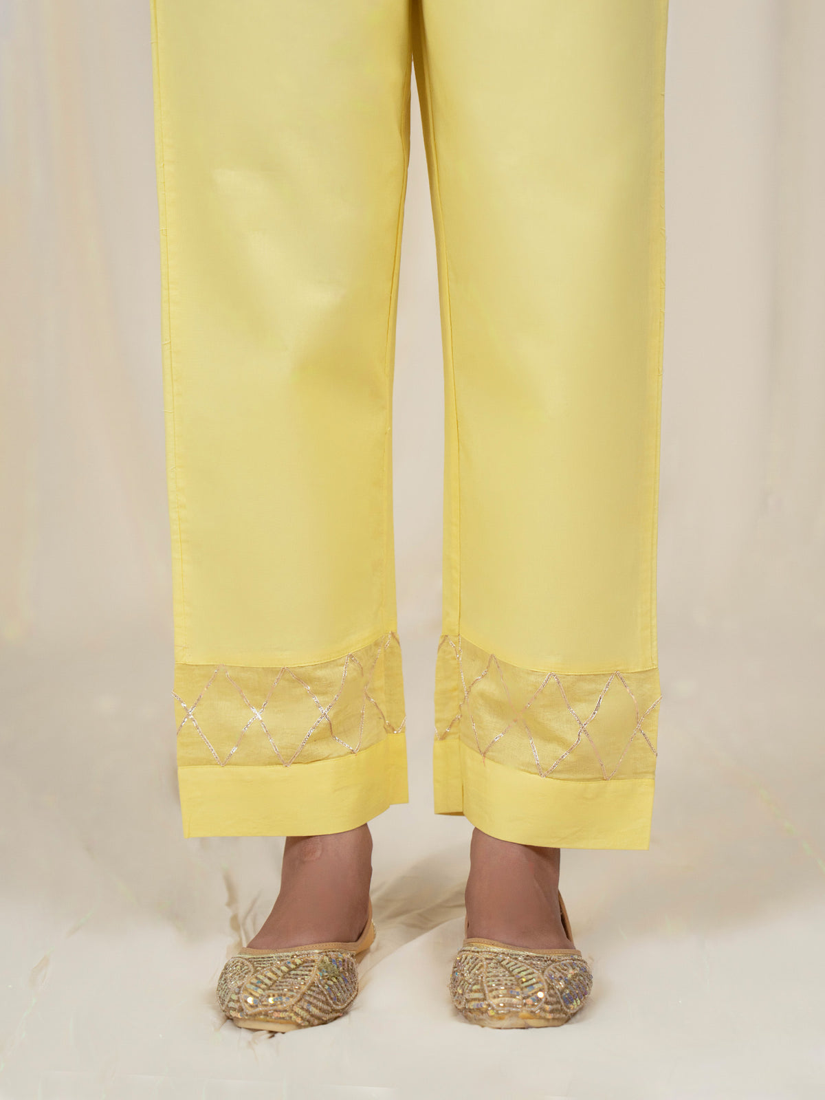 Chama-Cham Lemon Cotton Straight Pants