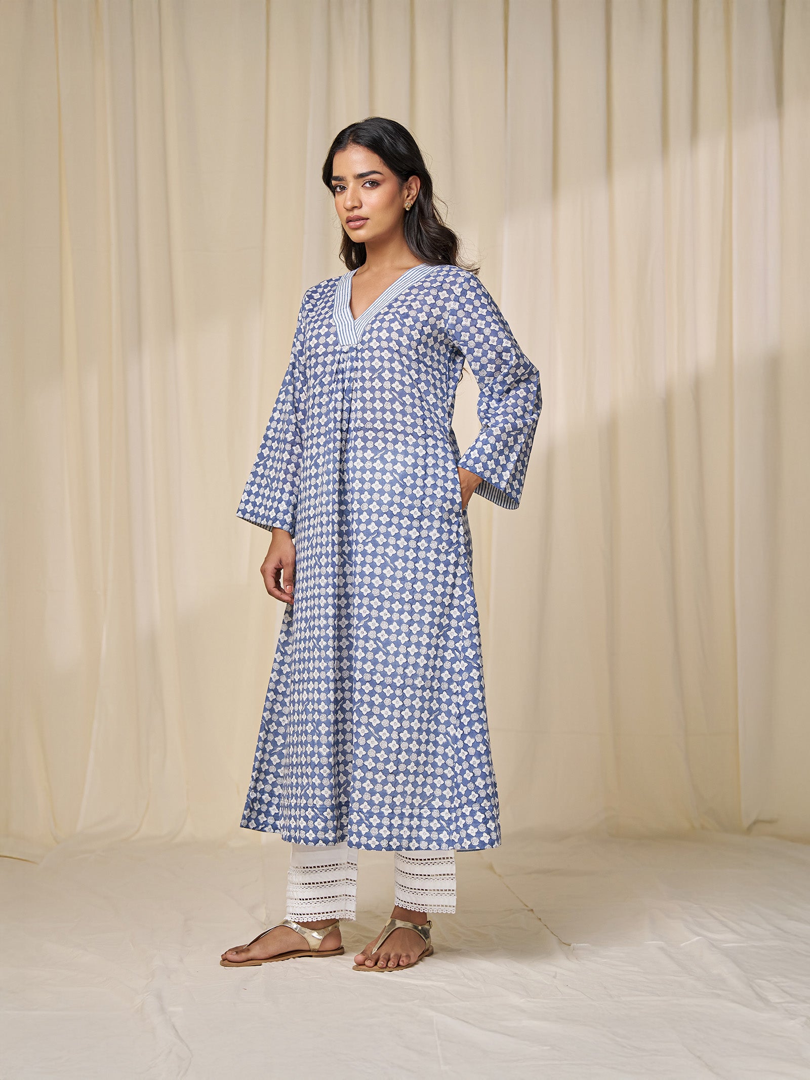 Cloudy Mist Voile Kurta