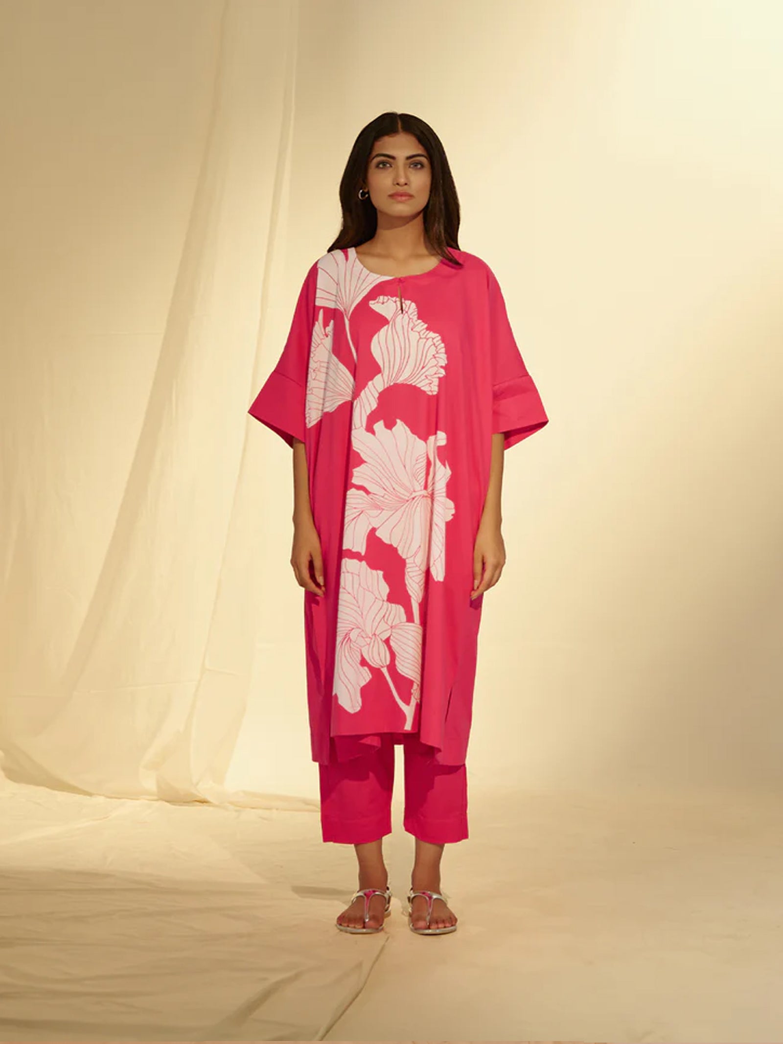 Cocktail Hot Pink Cotton Kaftan