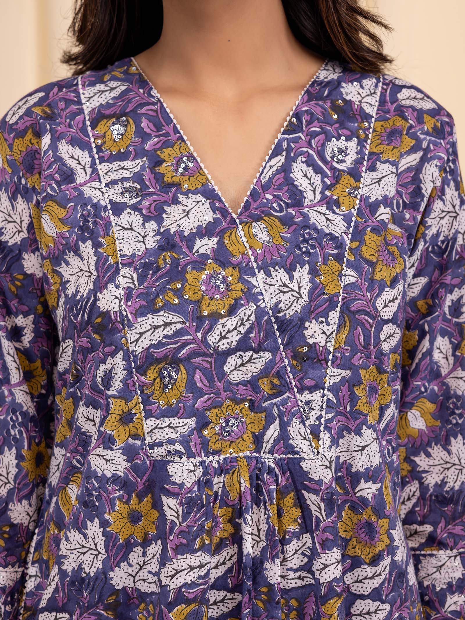 Colour Purple Cotton Kurta