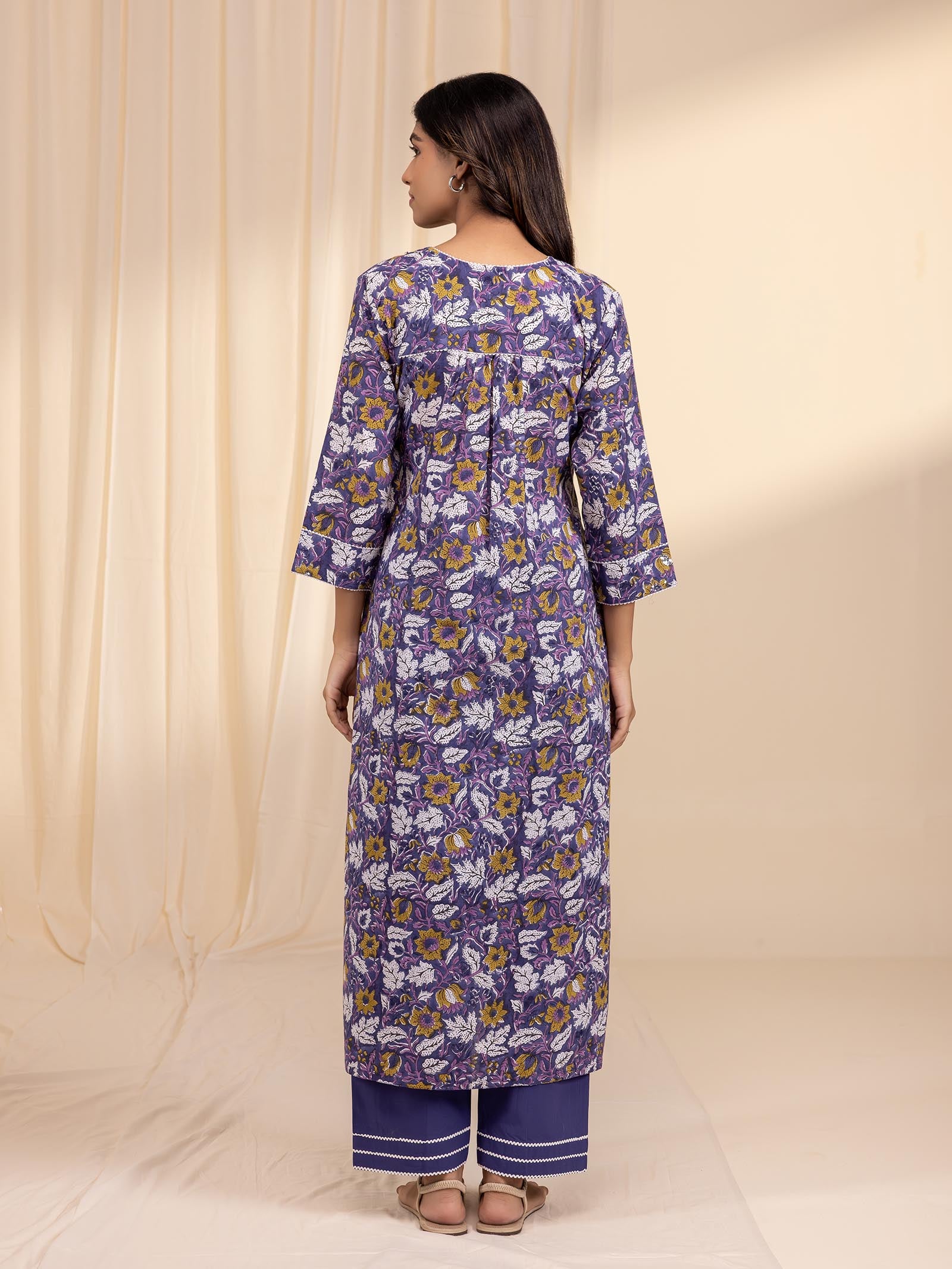 Colour Purple Cotton Kurta