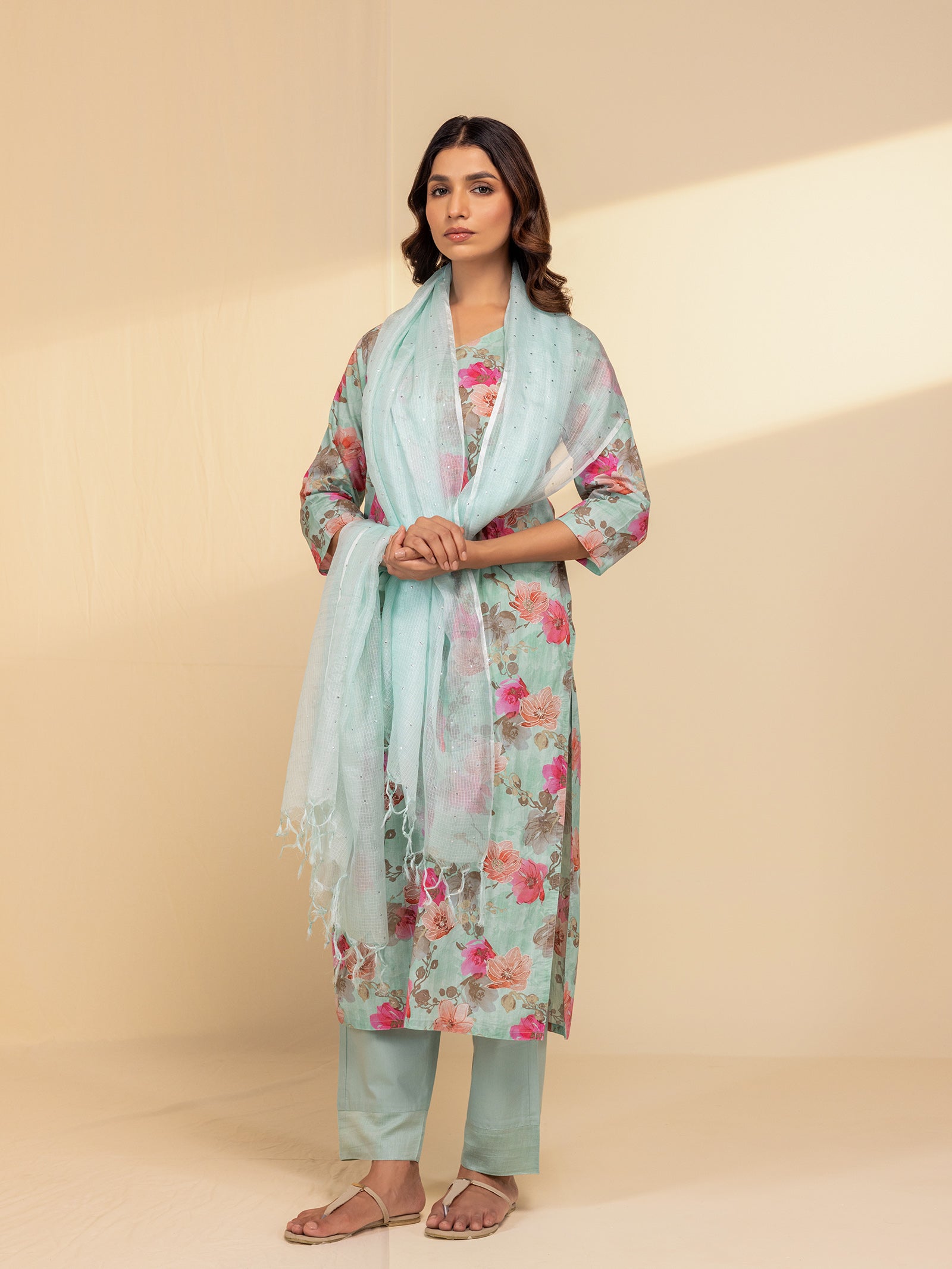 Coral Sea Kota Silk Dupatta