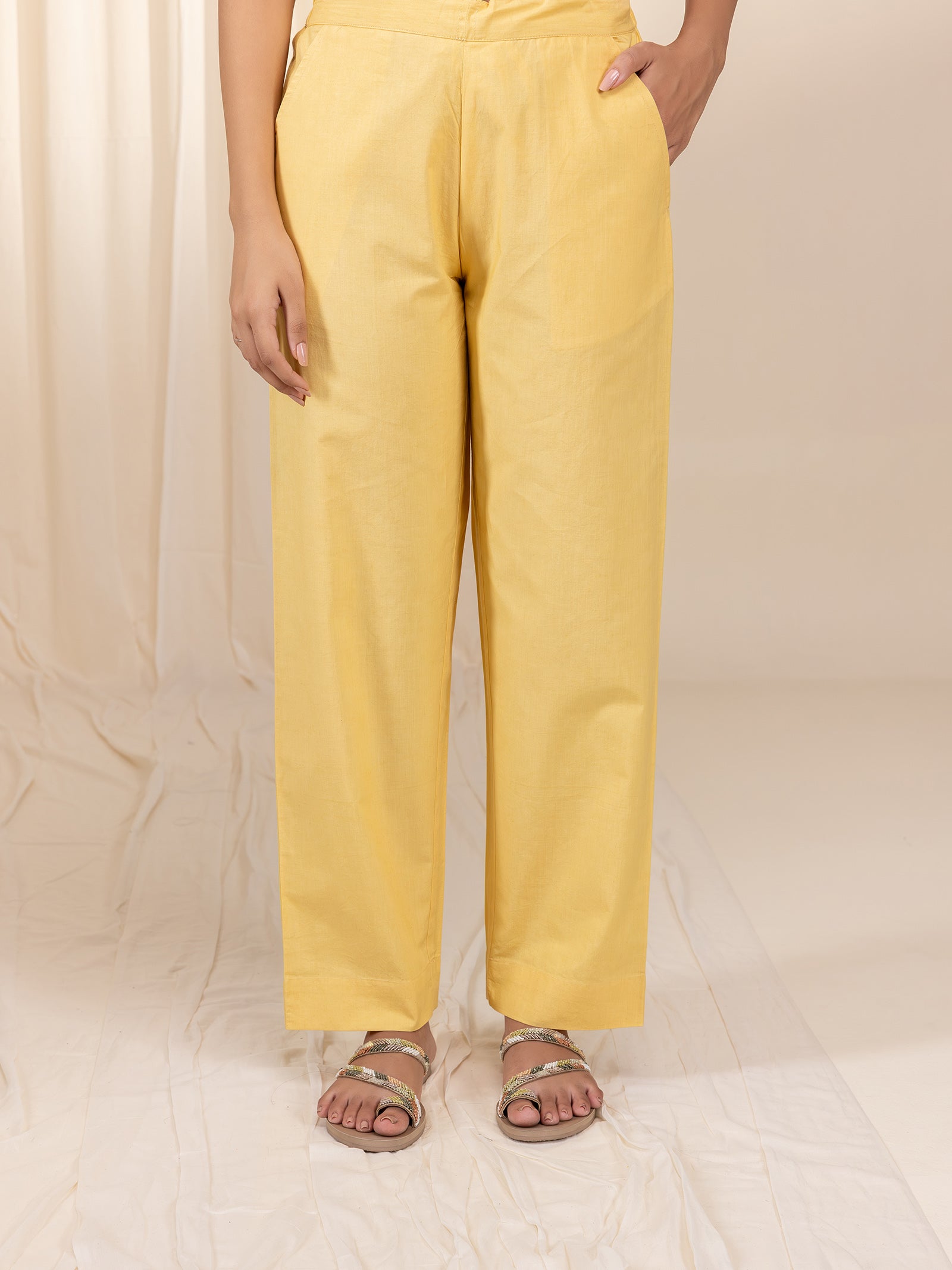 Coral Reef Cotton Straight Pants