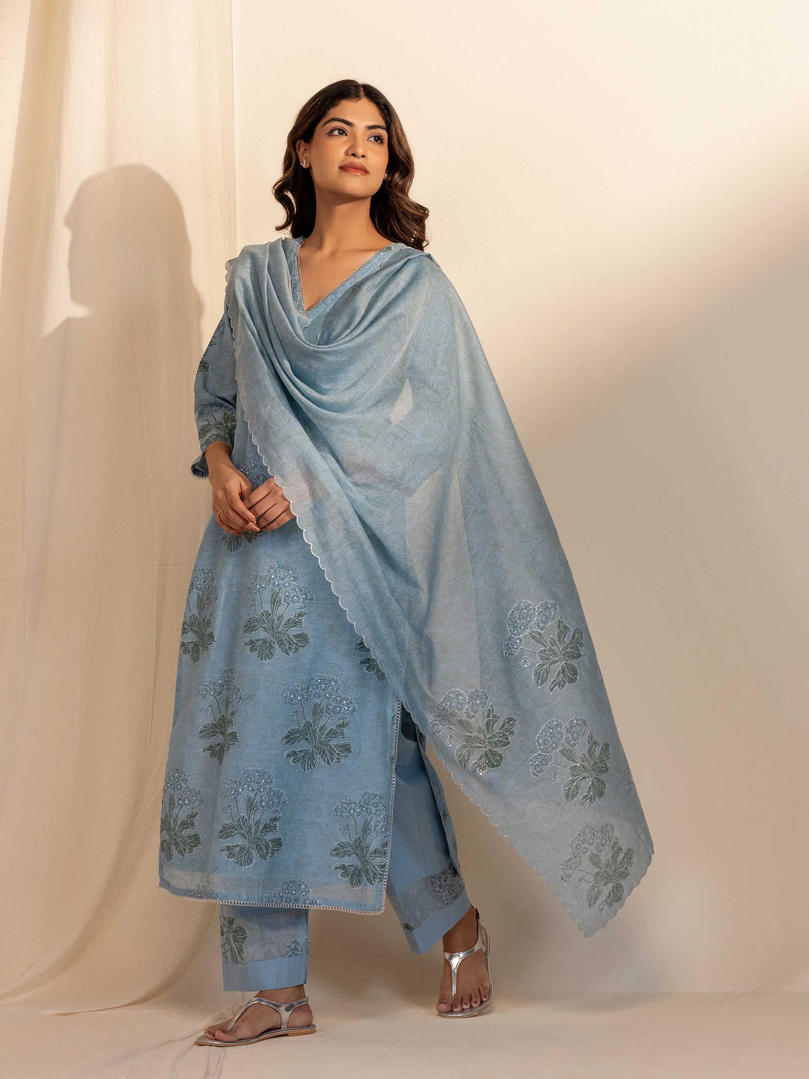 Silver Smith Blue Chanderi Dupatta