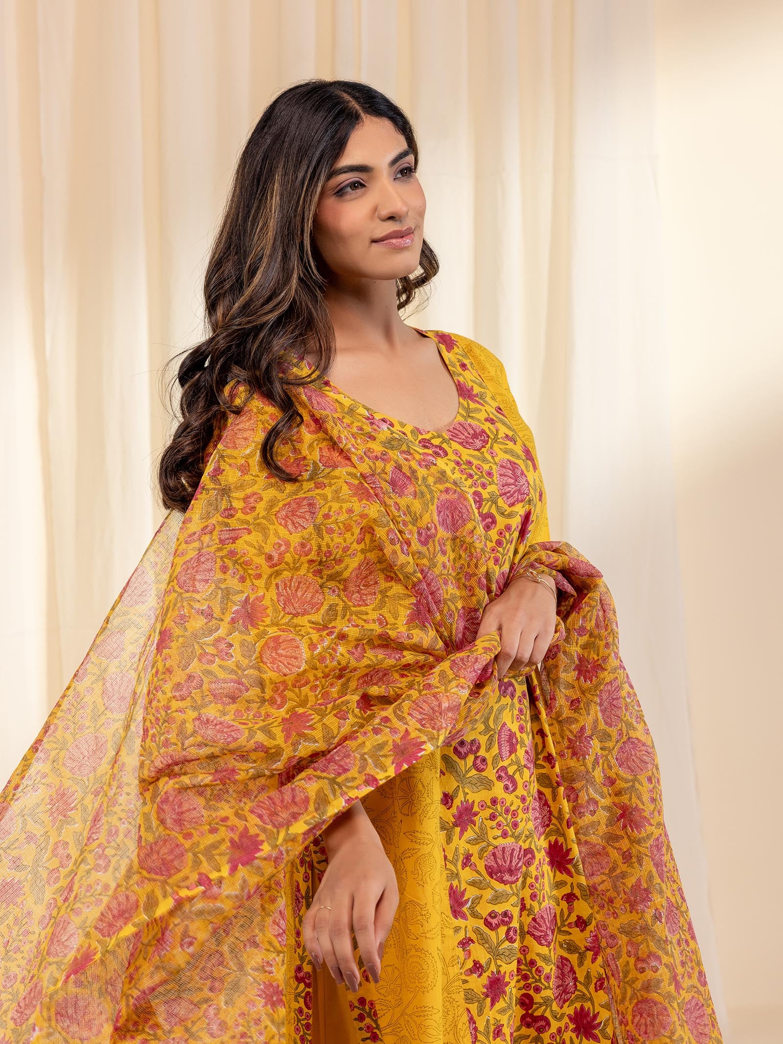 Mustard Raspberries Kota Dupatta