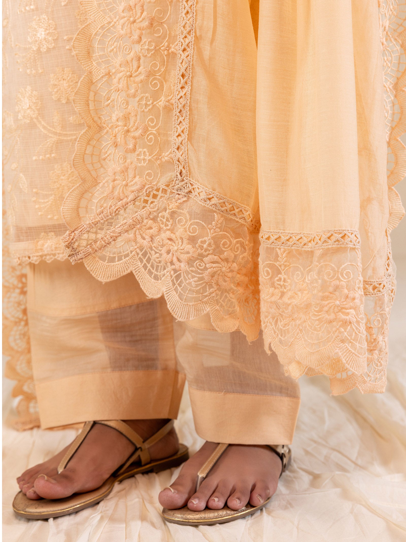 Kota Jaal Peach Chanderi Dupatta