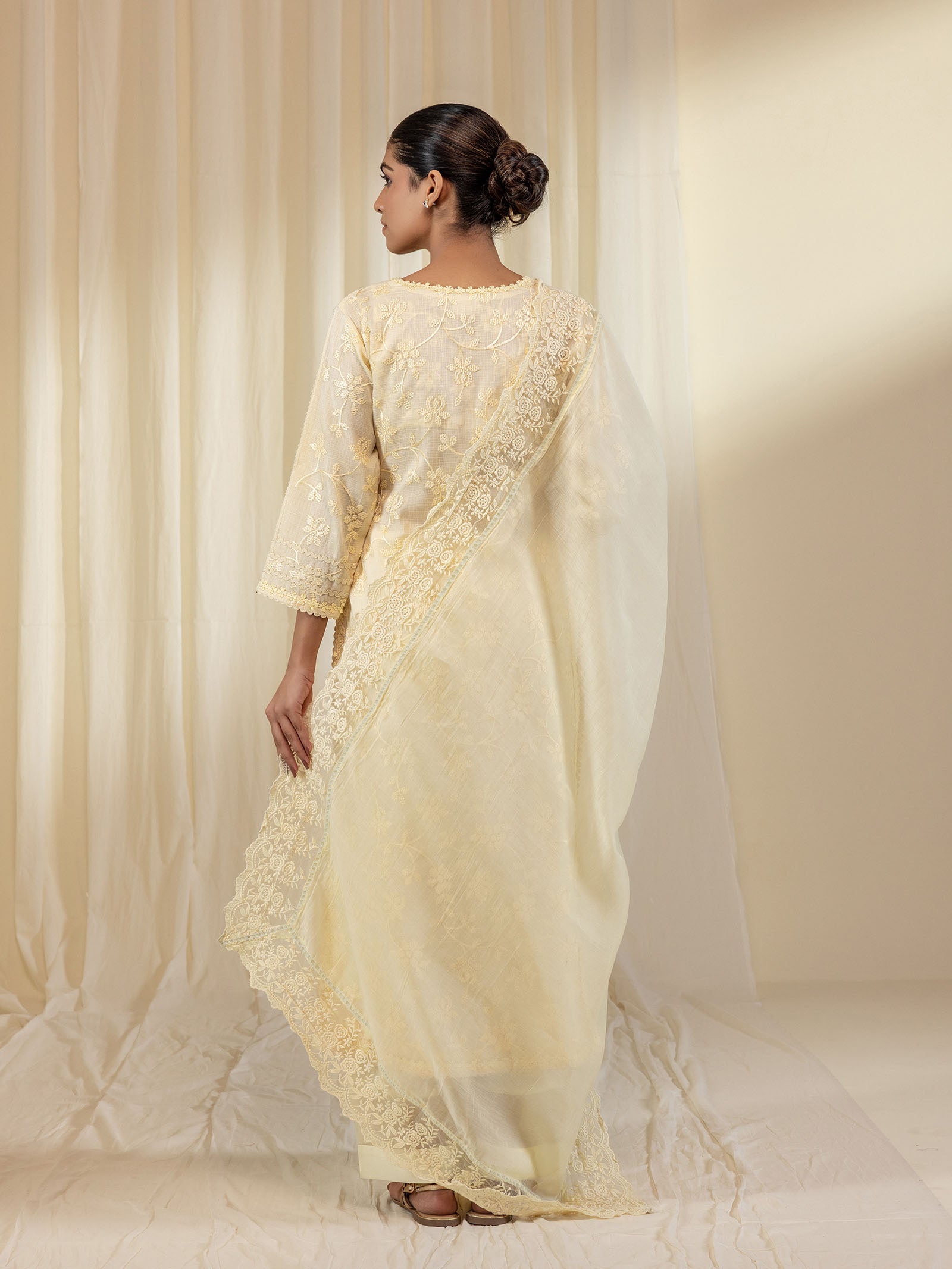 Kota Jaal Lemon Chanderi Dupatta