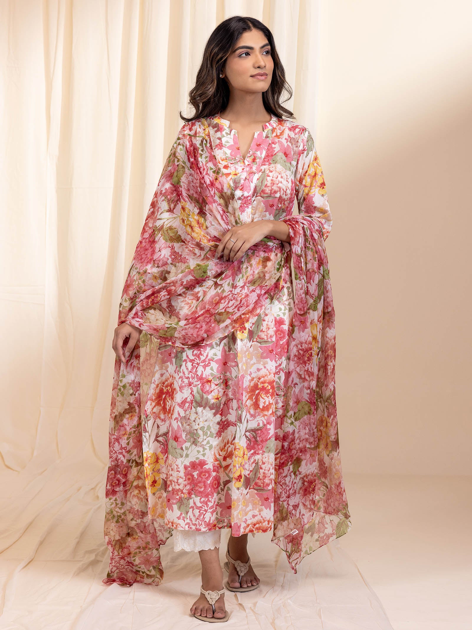Bloom Peach Chiffon Dupatta