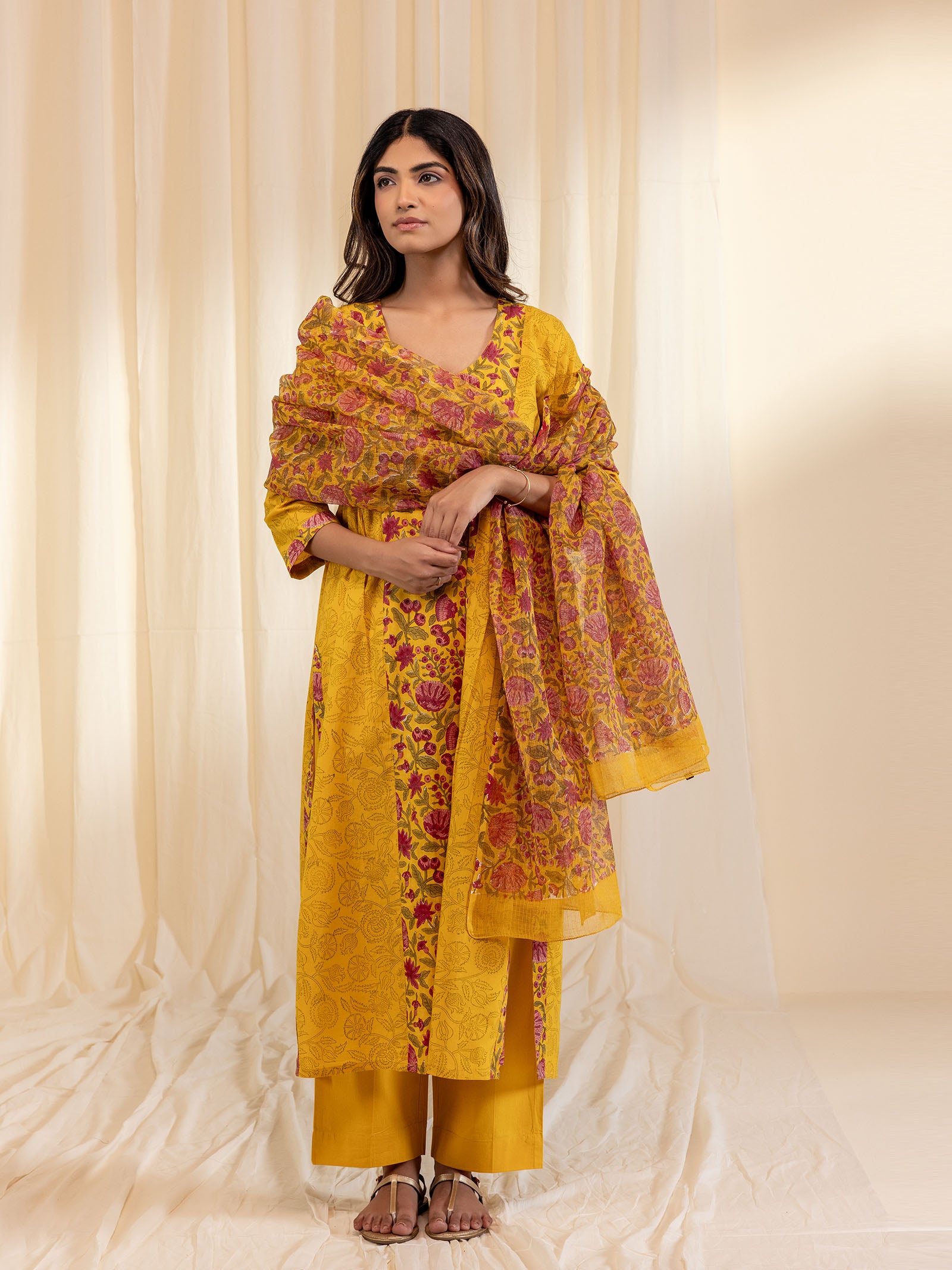 Mustard Raspberries Kota Dupatta