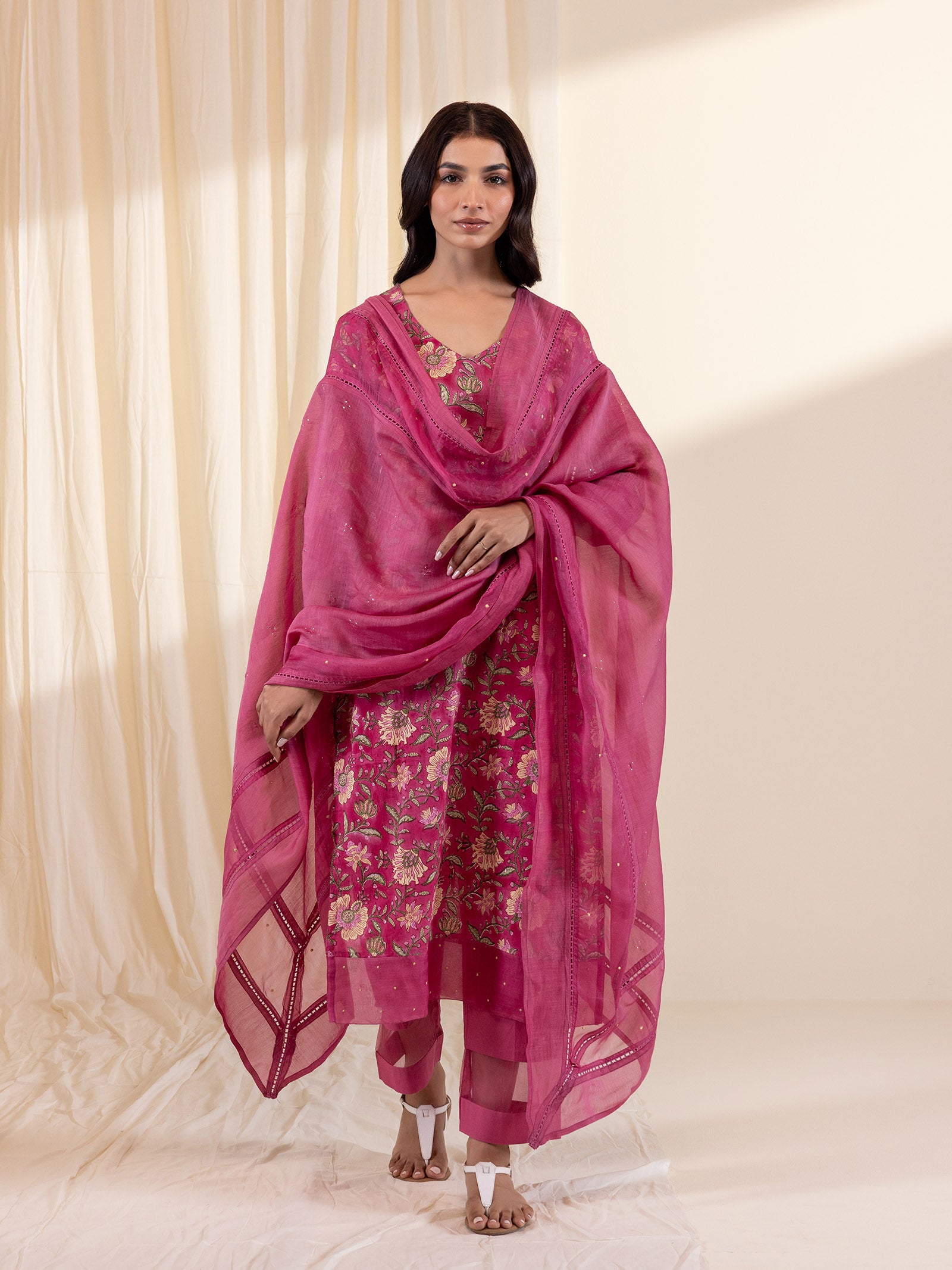Pink Poison Chanderi Dupatta