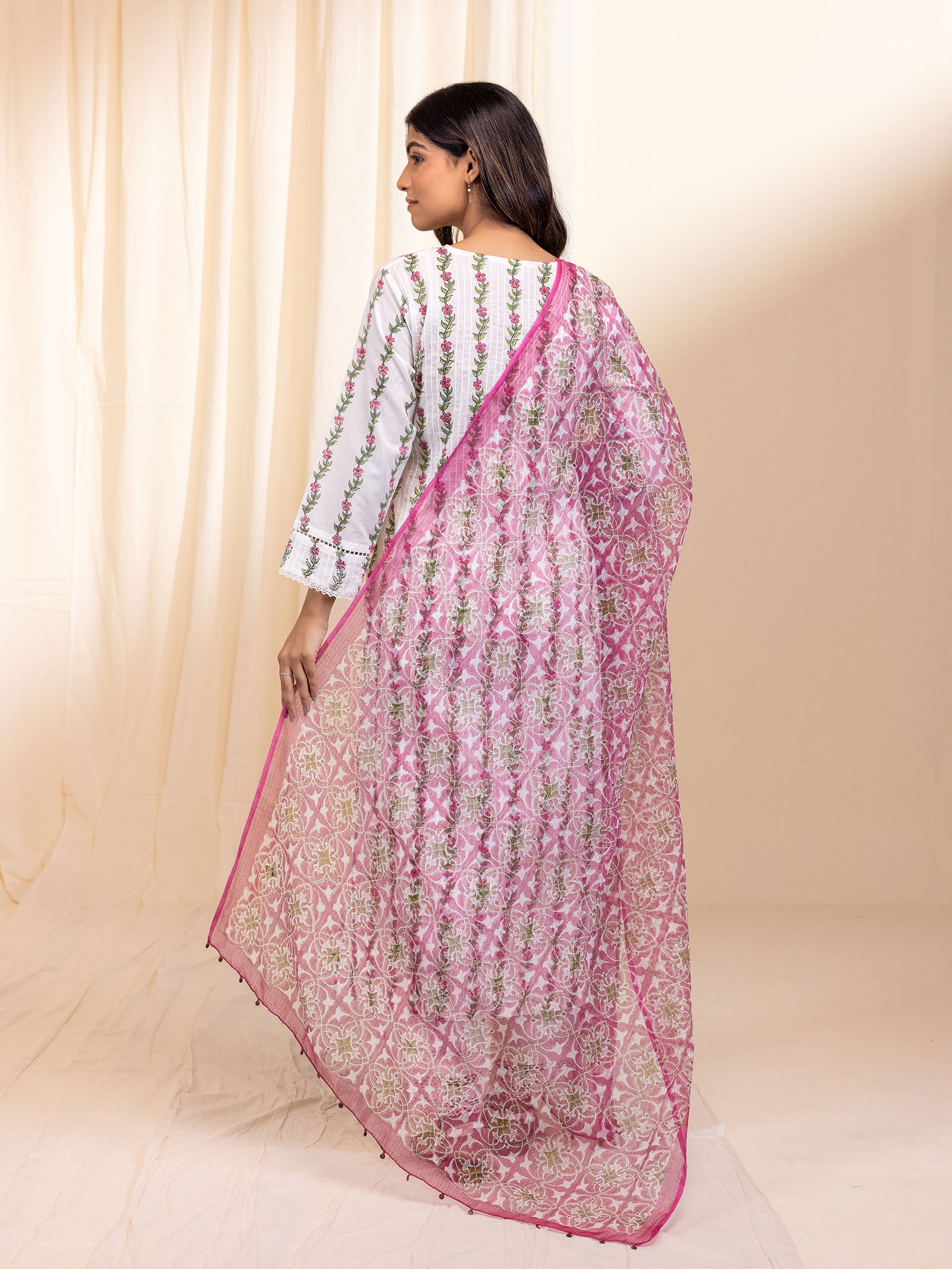 Pink Mosaic Kota Dupatta