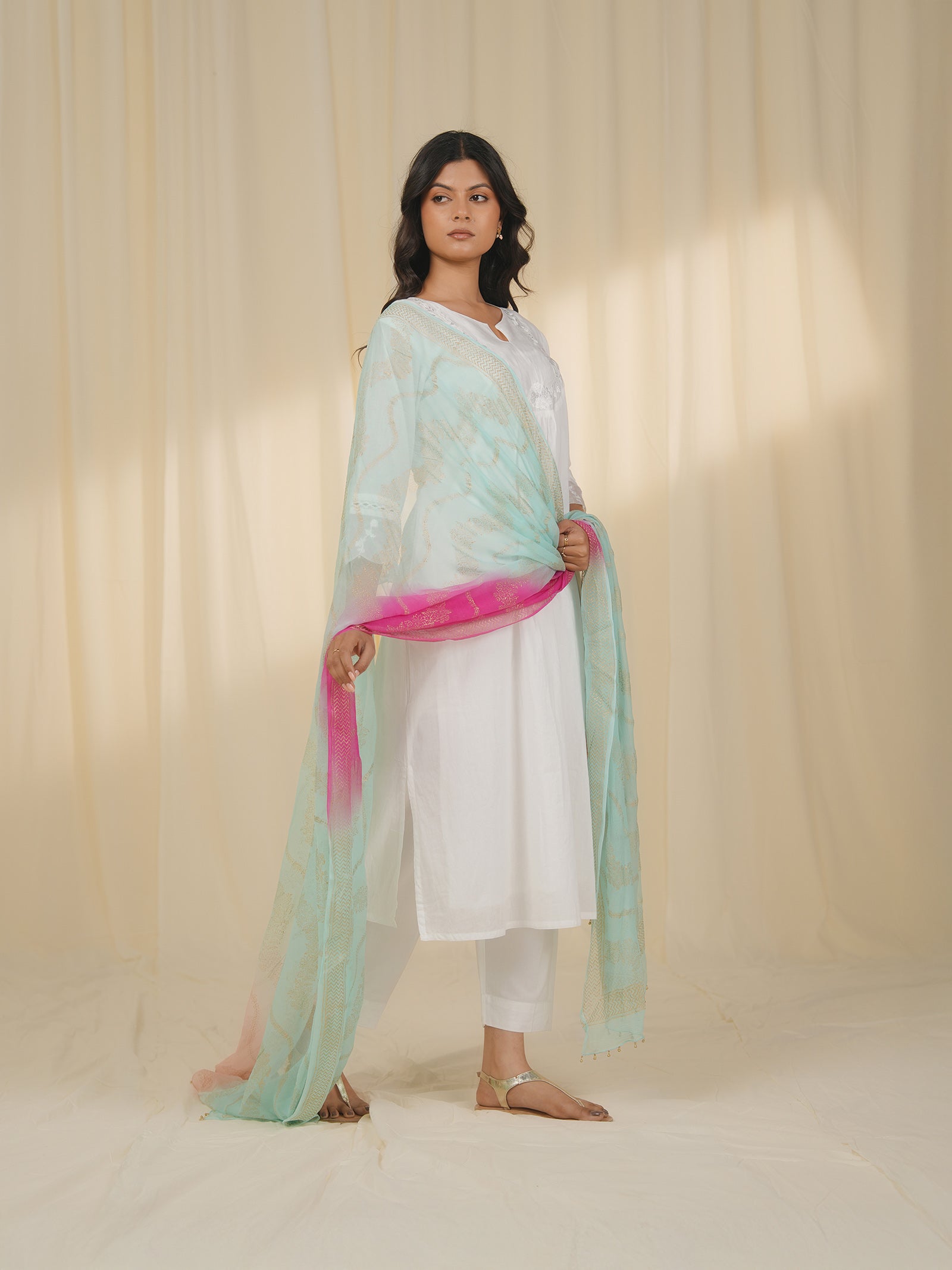 Holi Hai Sea Green Chiffon Dupatta