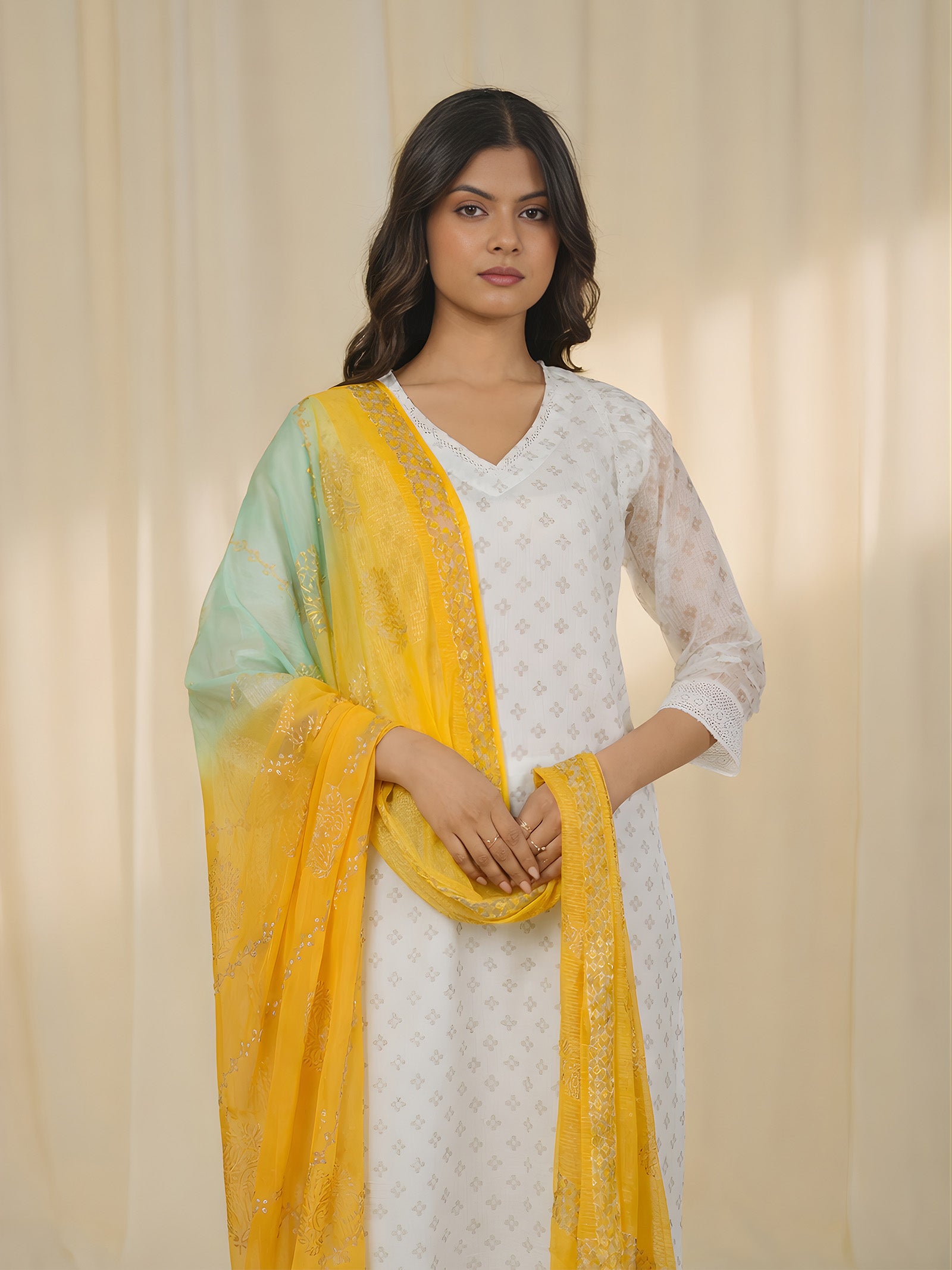Holi Hai Yellow Chiffon Dupatta