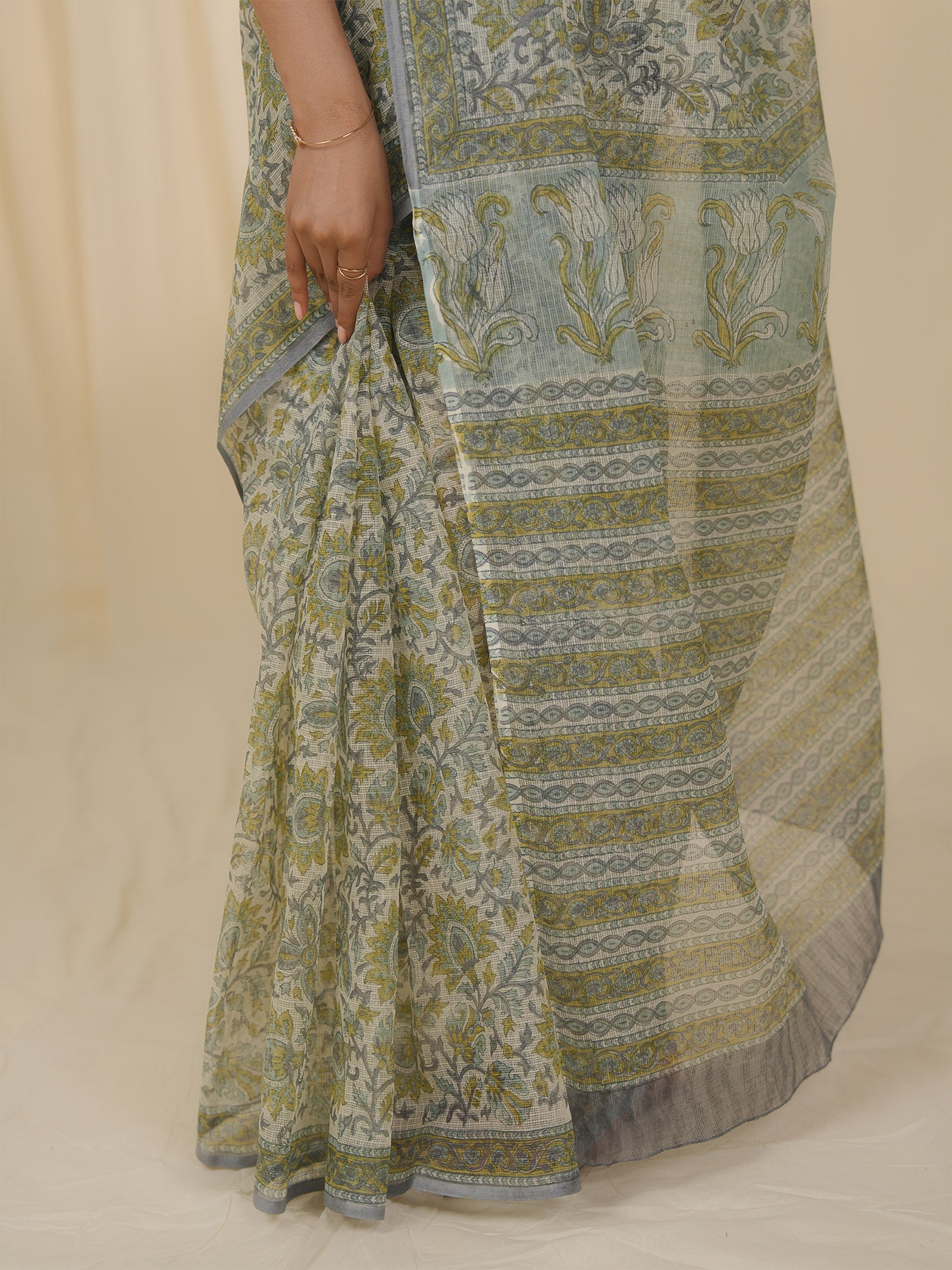Mossy Green Kota Saree