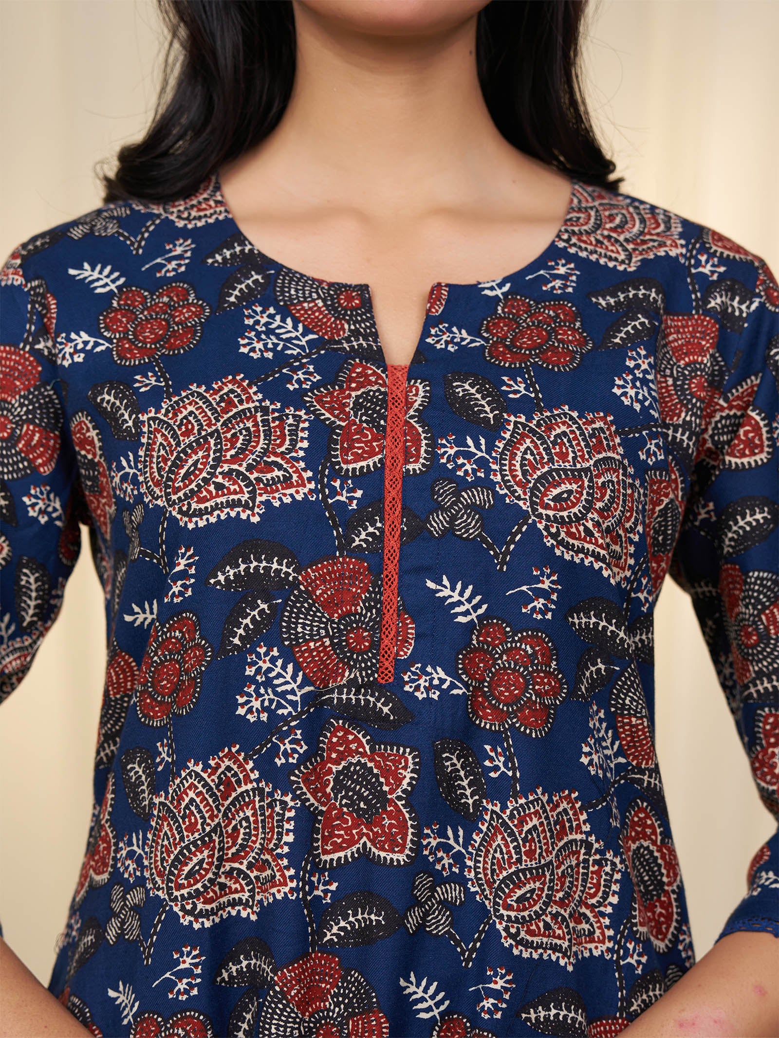 Rust Bloom Twill Kurta