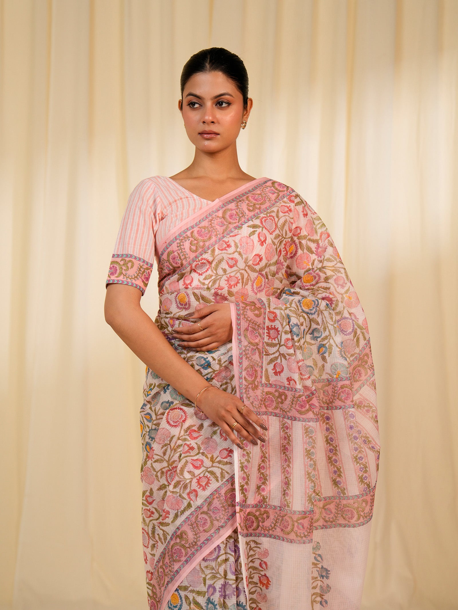 Rainbow Petunia Peach Kota Saree