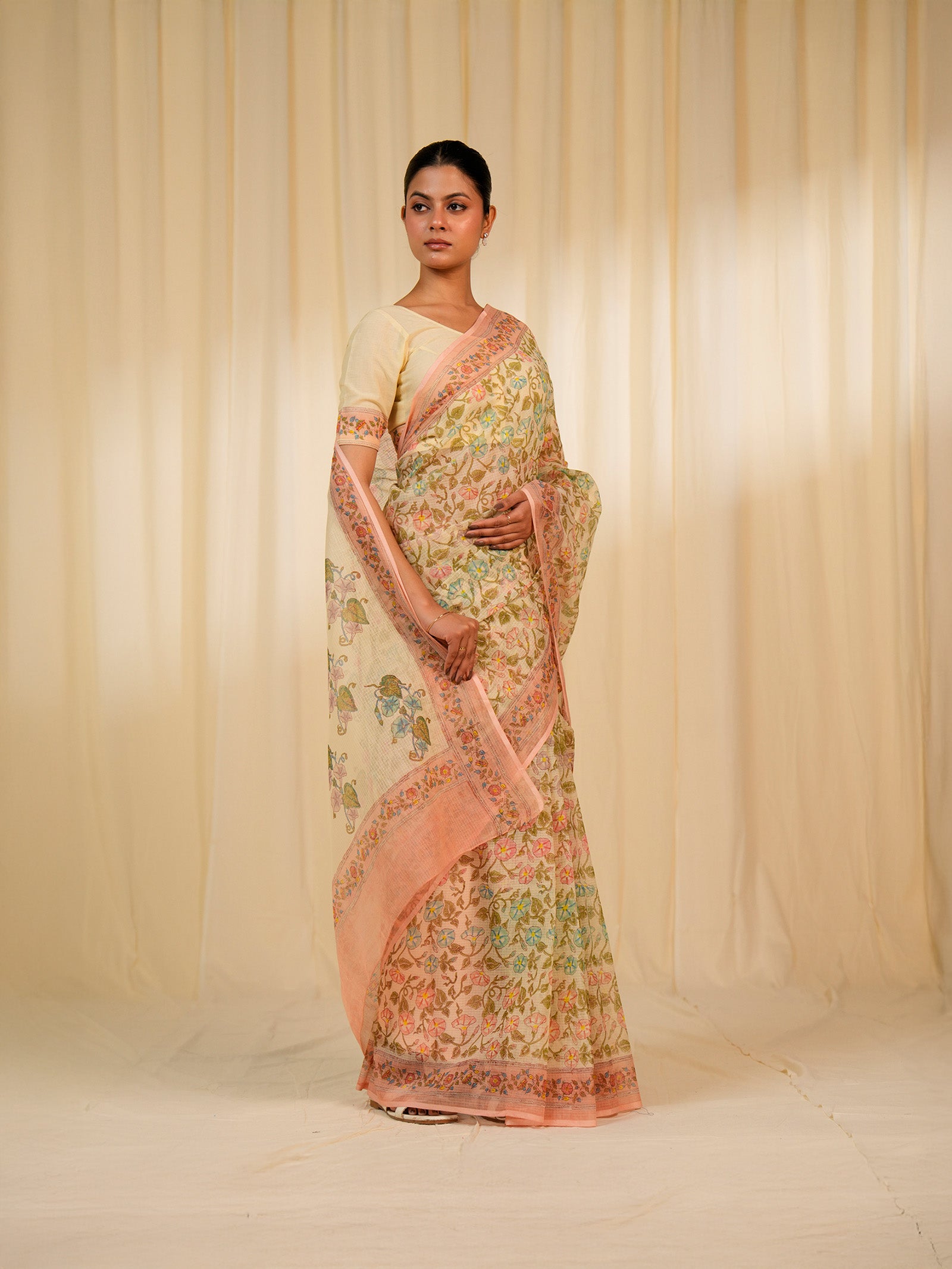 Rainbow Petunia Yellow Kota Saree