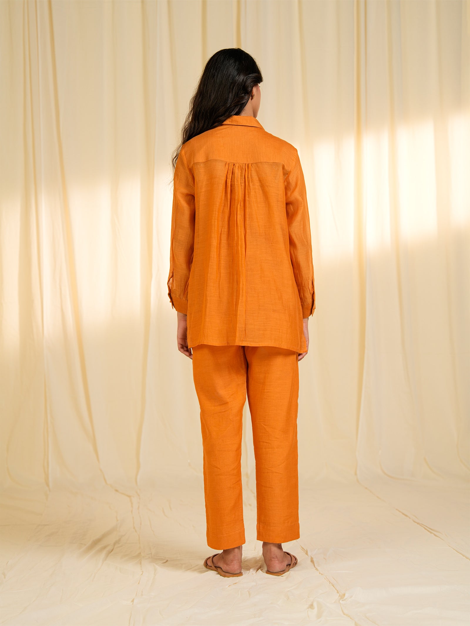 Burnt Gold Chanderi Shirt (Set Of 2)