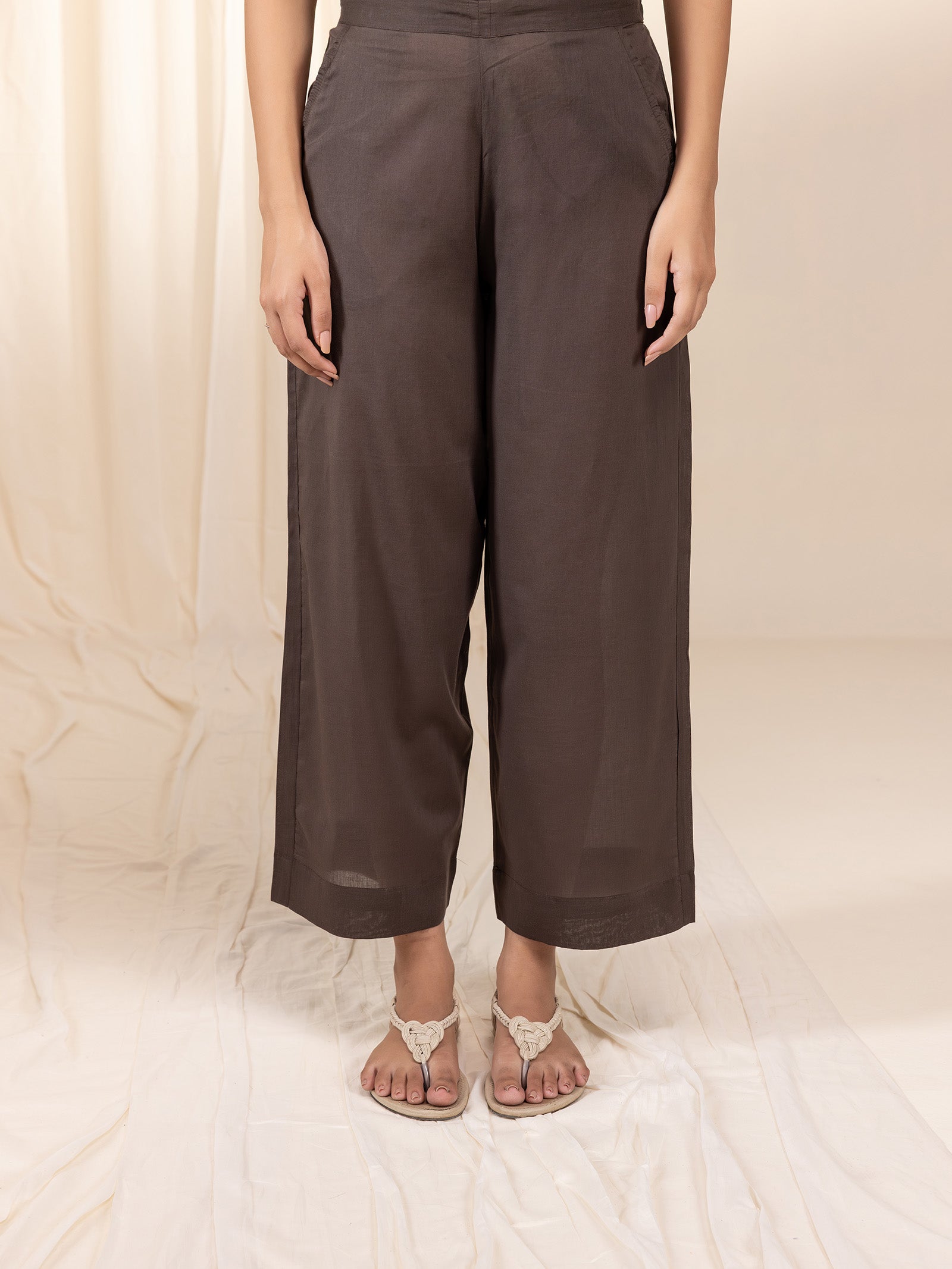 Dark Chocolate Voile Straight Pants