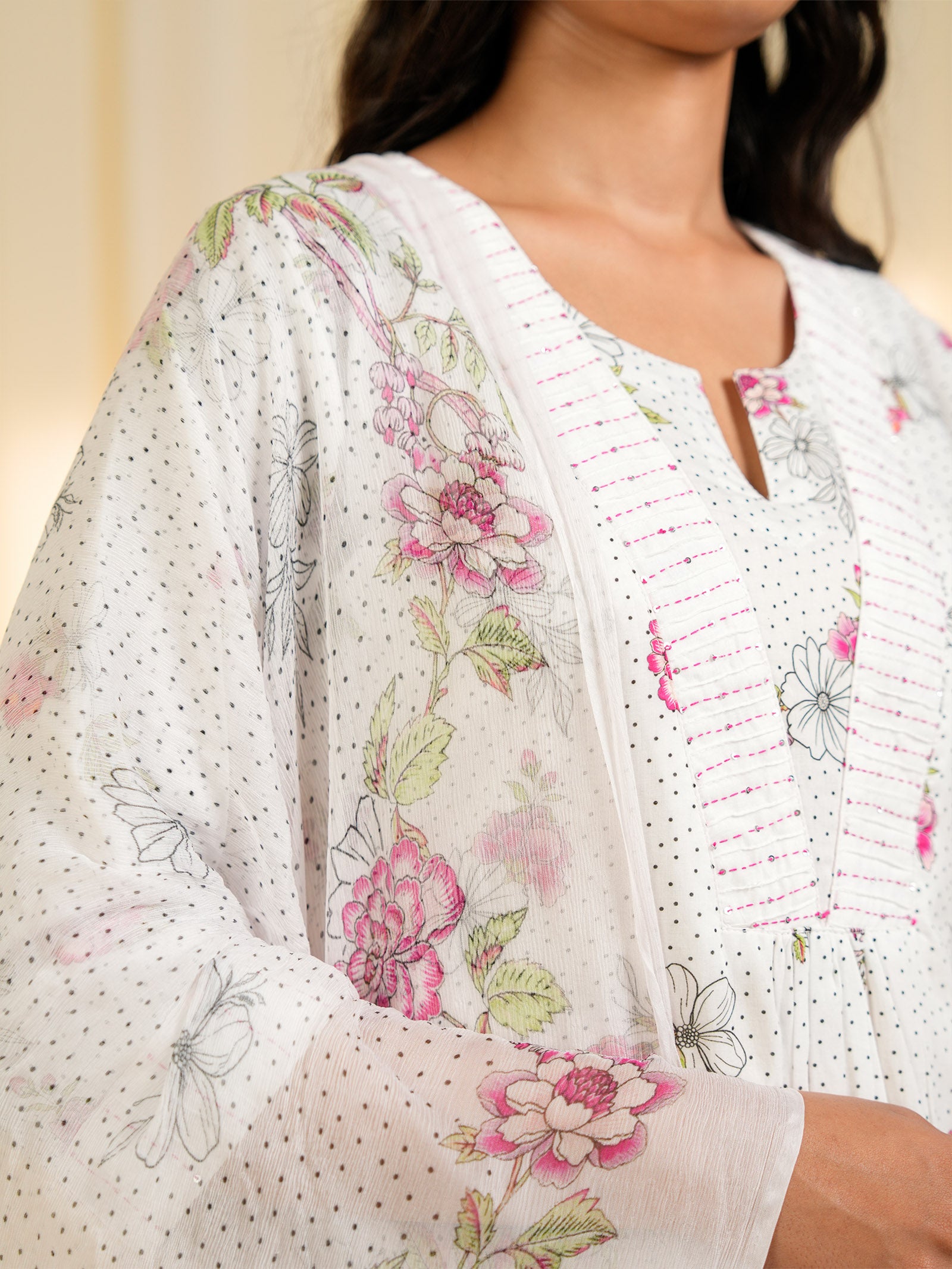 Dorothy Pink Valley Chiffon Dupatta