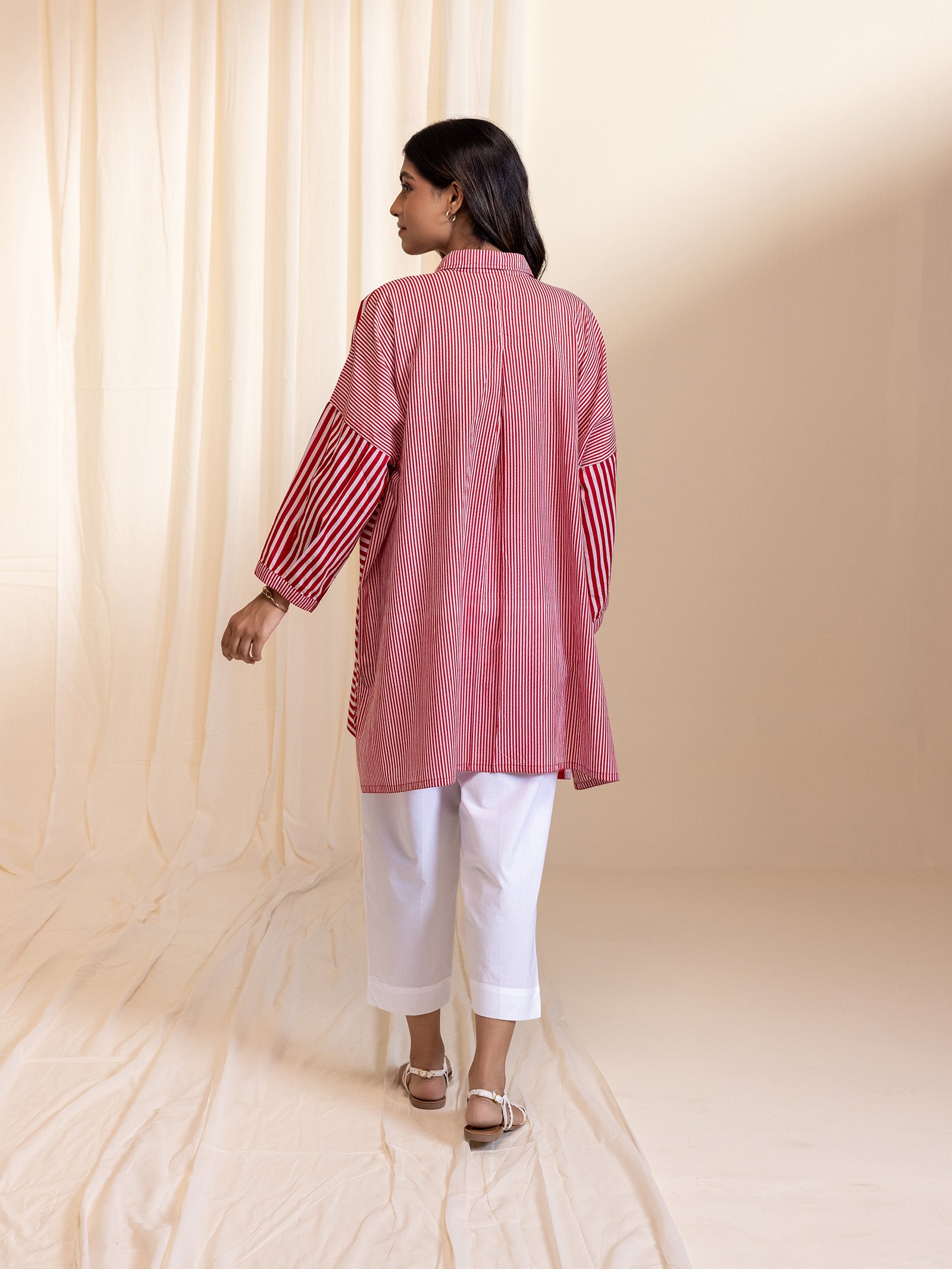 Dot Dot Dash - Madras Red Cotton Shirt