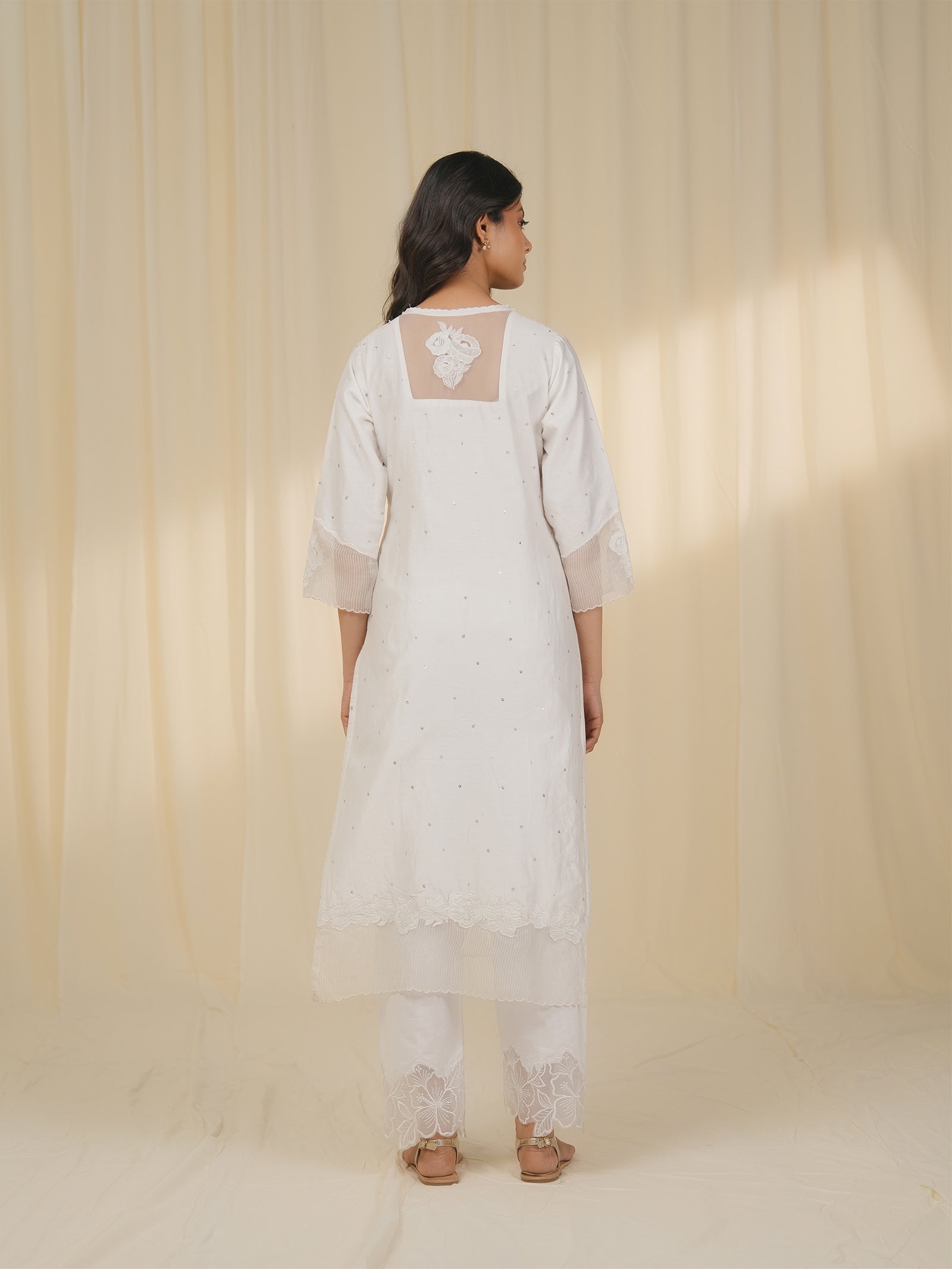 Dove Chanderi Kurta