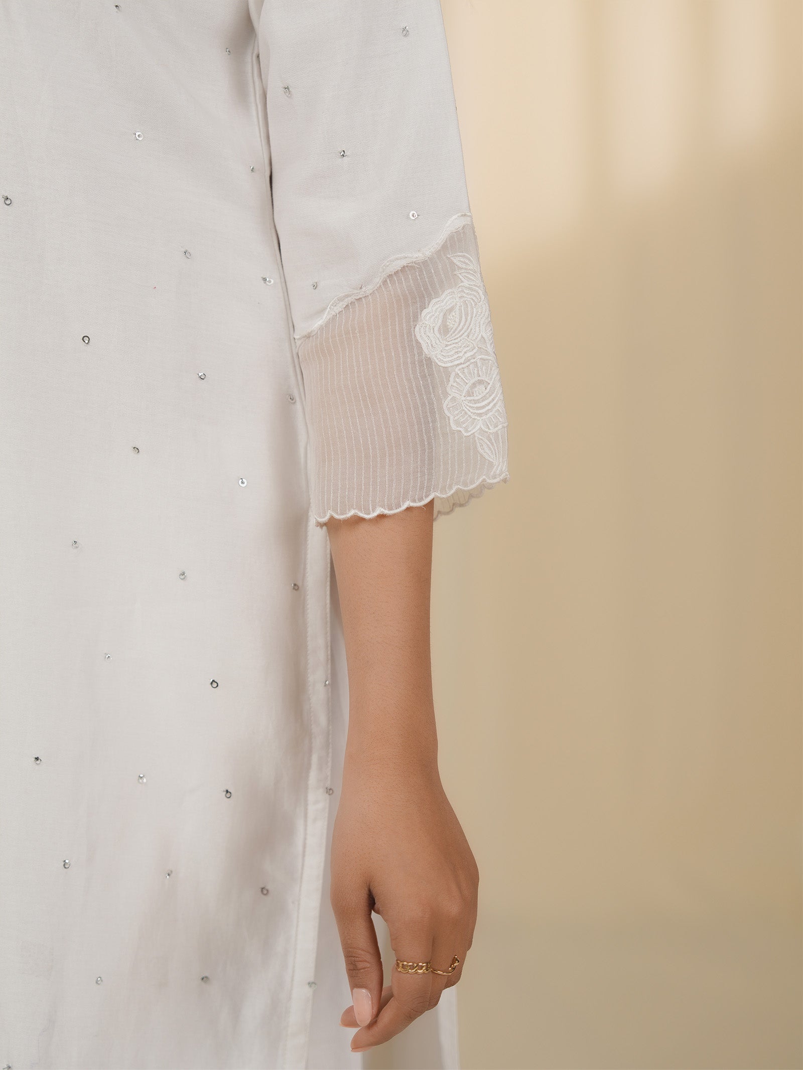 Dove Chanderi Kurta