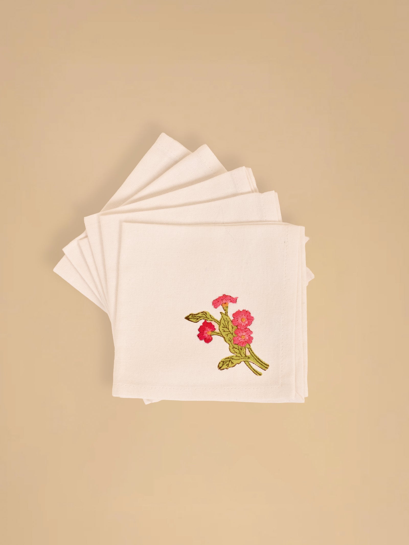 Emb. Napkin - Pink Pimpernel ( Set of 6 )