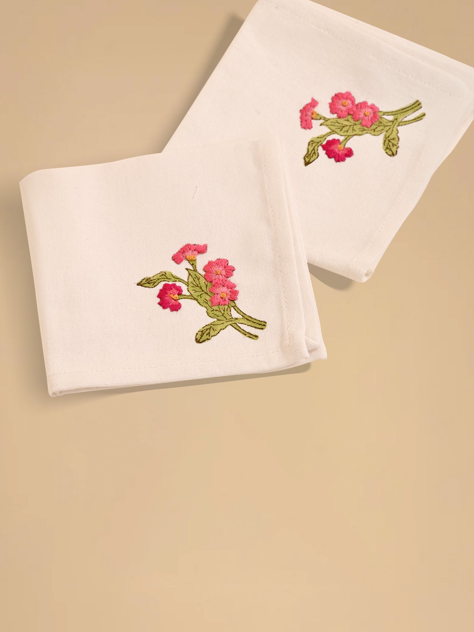 Emb. Napkin - Pink Pimpernel ( Set of 6 )
