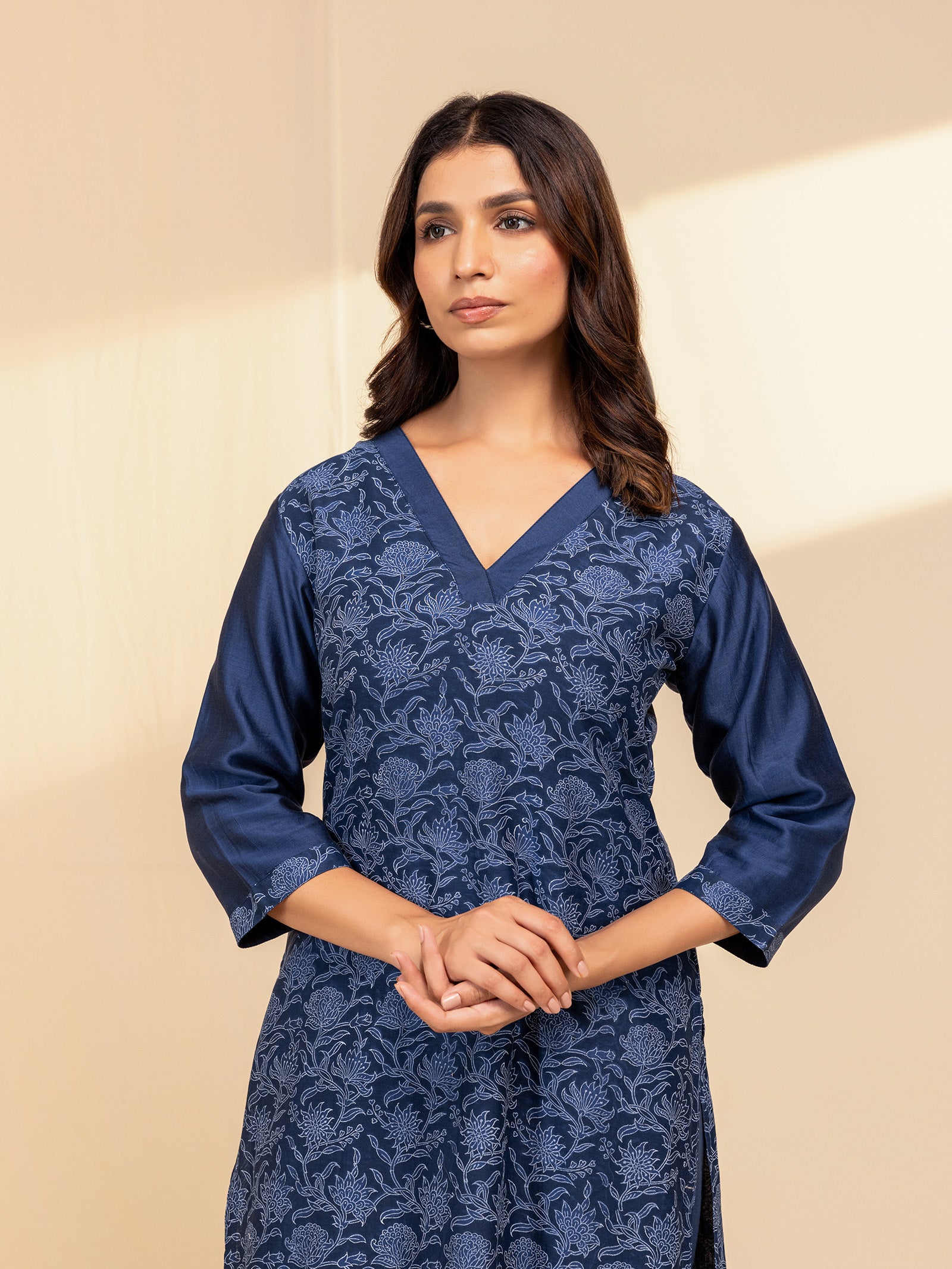 Ethnic Blue Chanderi Kurta