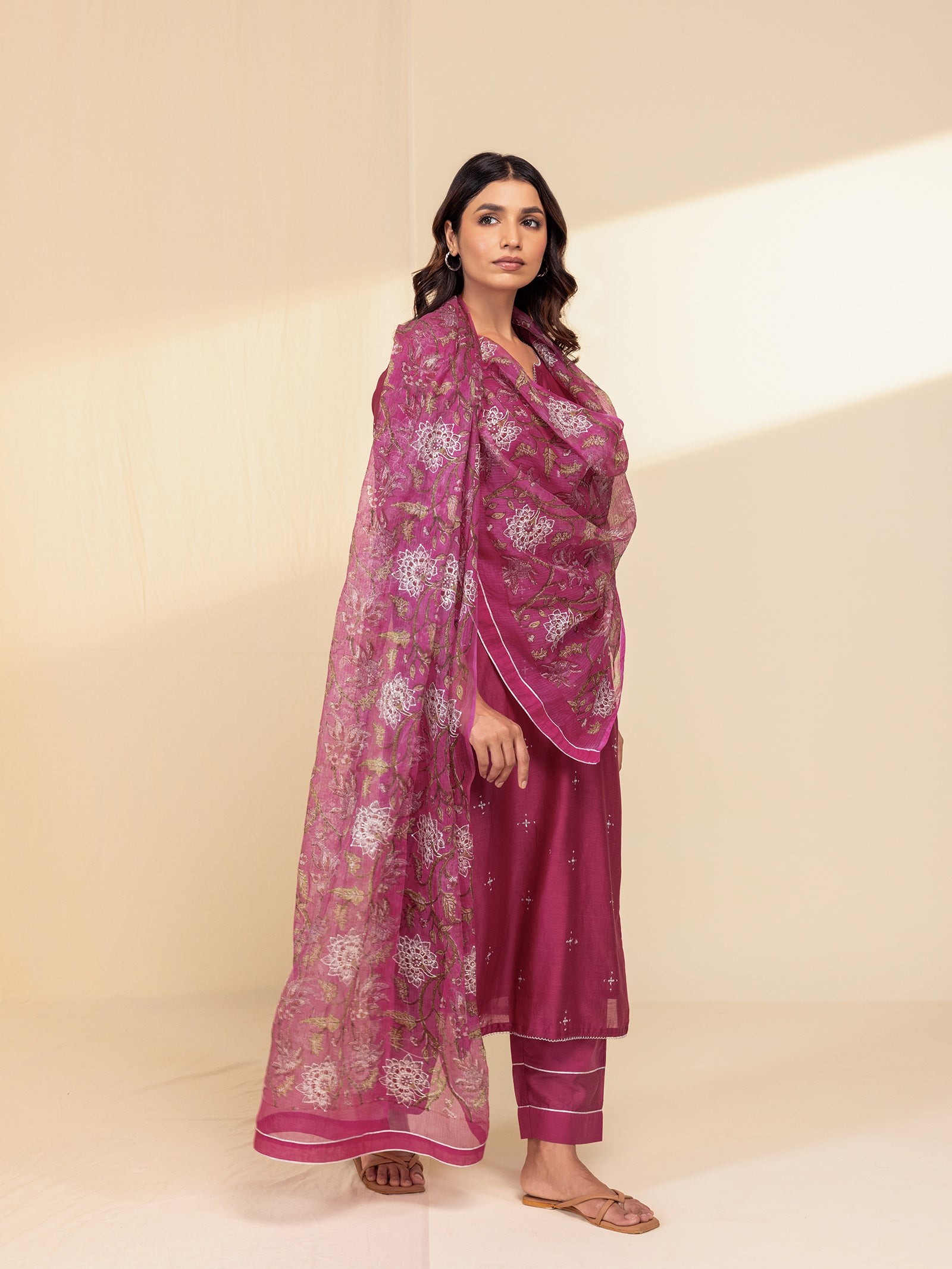 Festive Fuchsia Kota Silk Dupatta