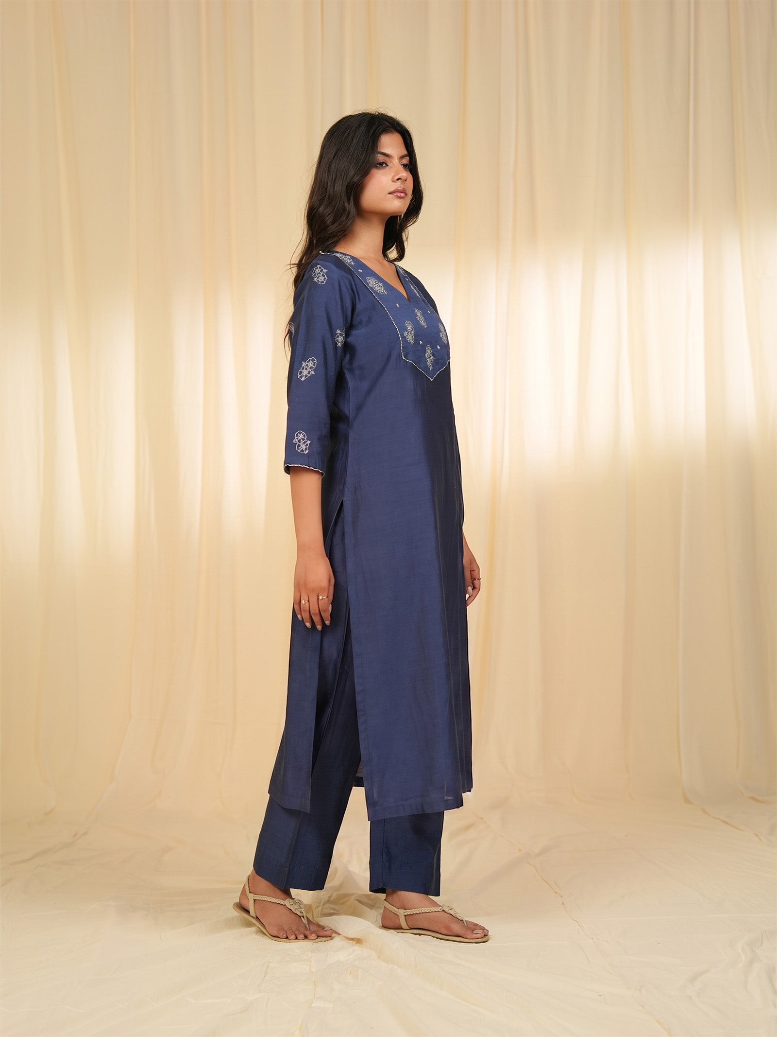 Filigree Blue Chanderi Kurta