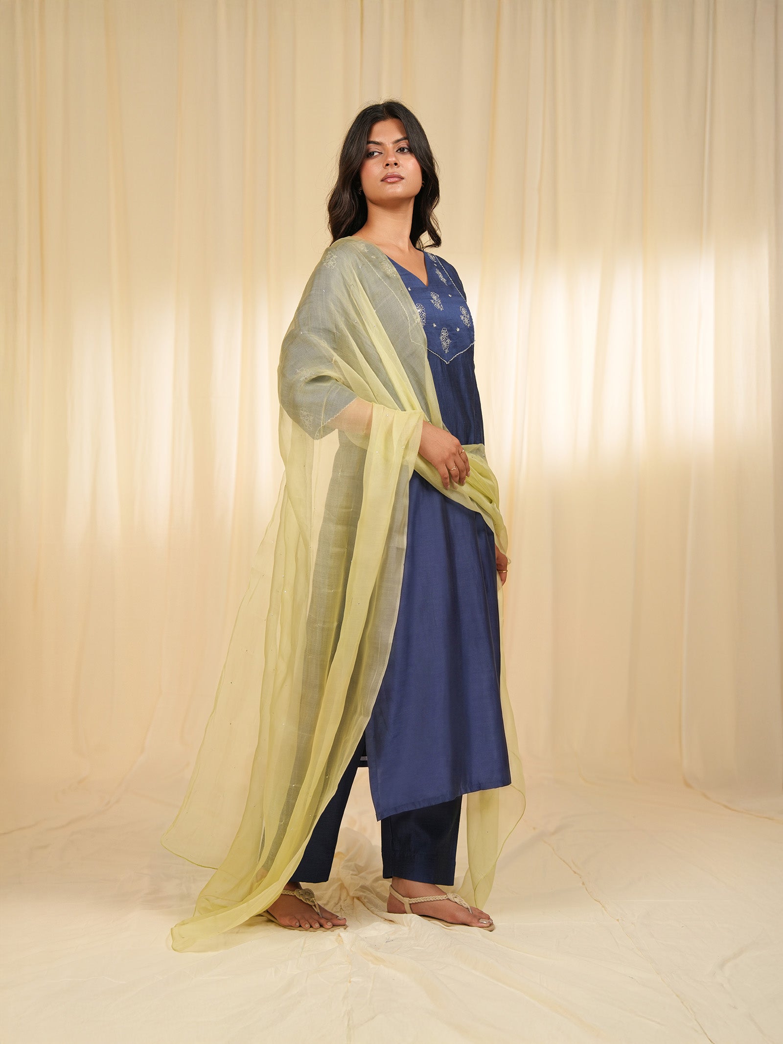 Filigree Green Organza Dupatta