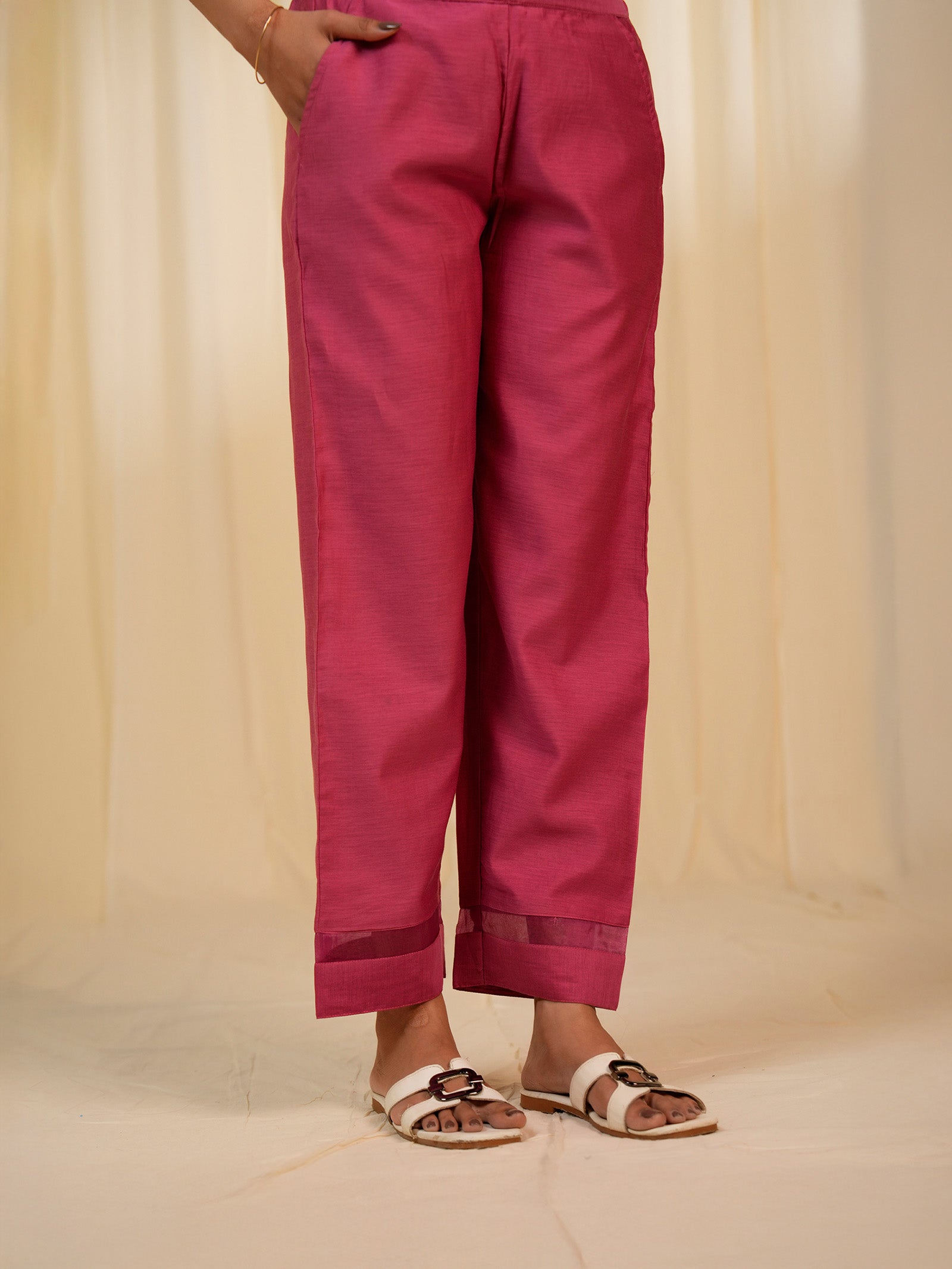 Filigree Pink Chanderi Pants
