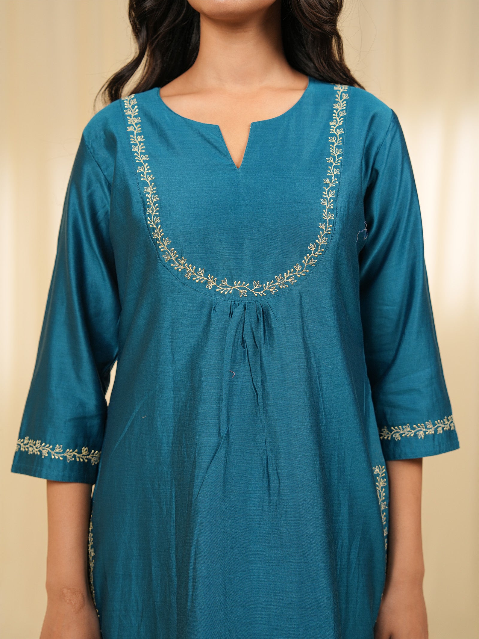 Filigree Teal Chanderi Kurta