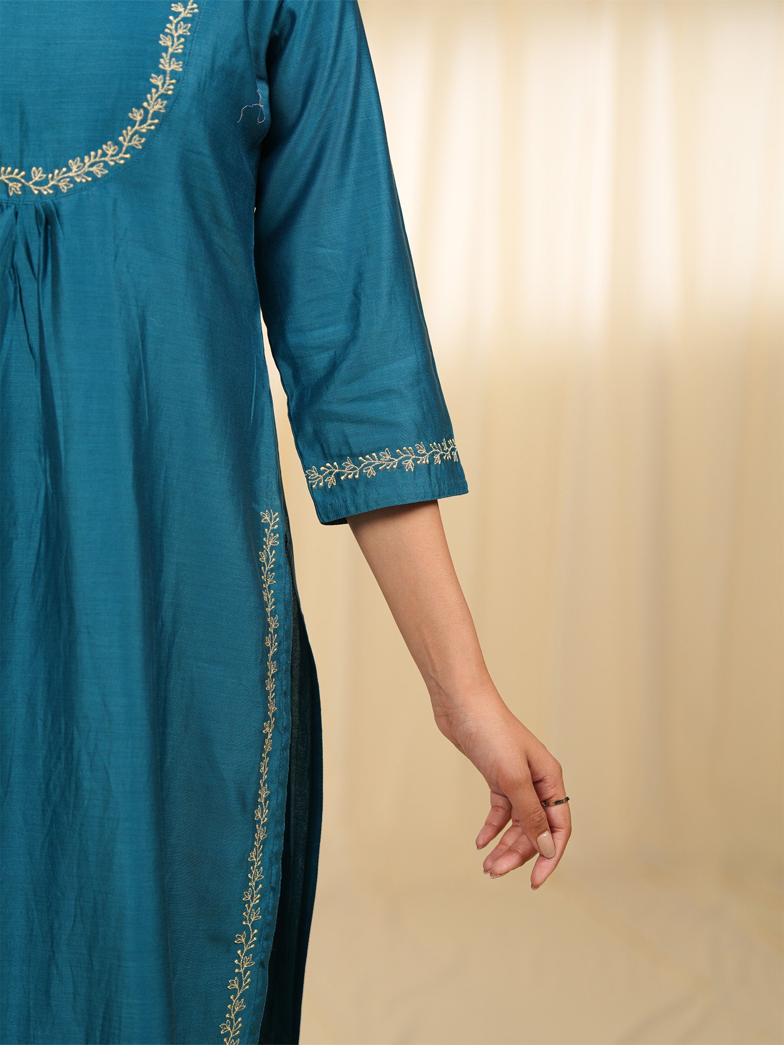 Filigree Teal Chanderi Kurta