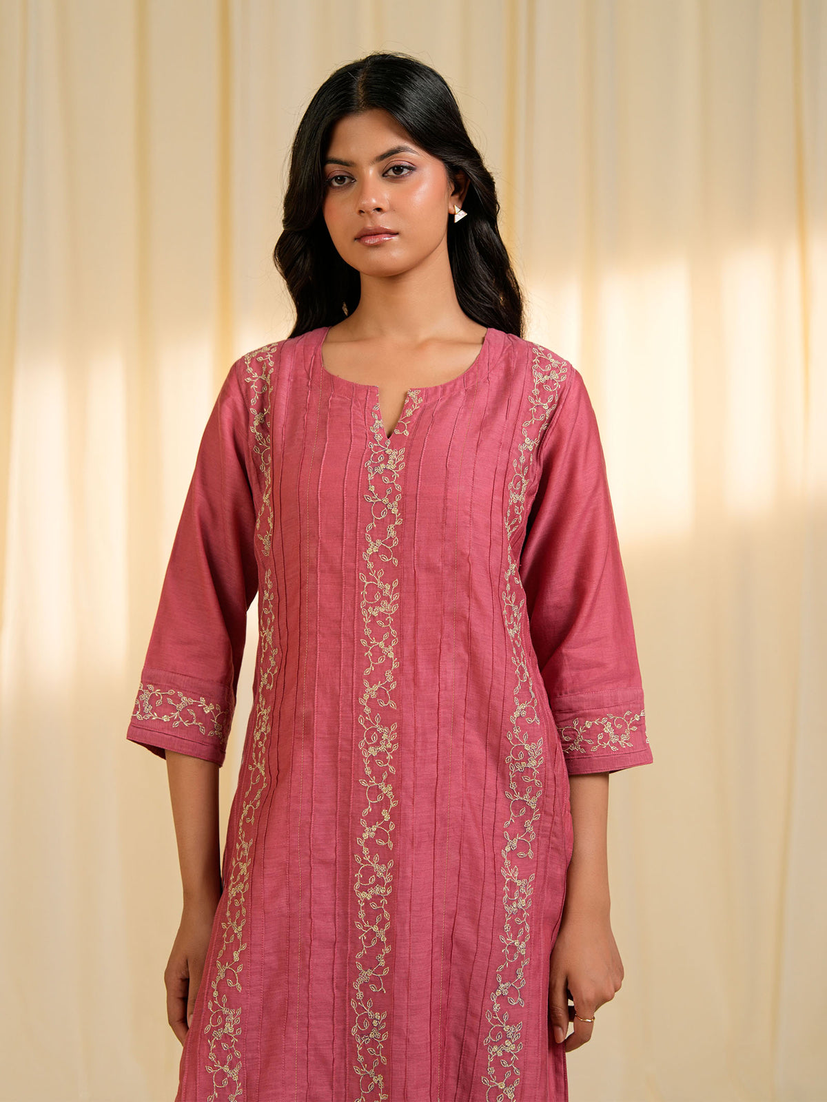 Filigree Vintage Rose Chanderi Kurta