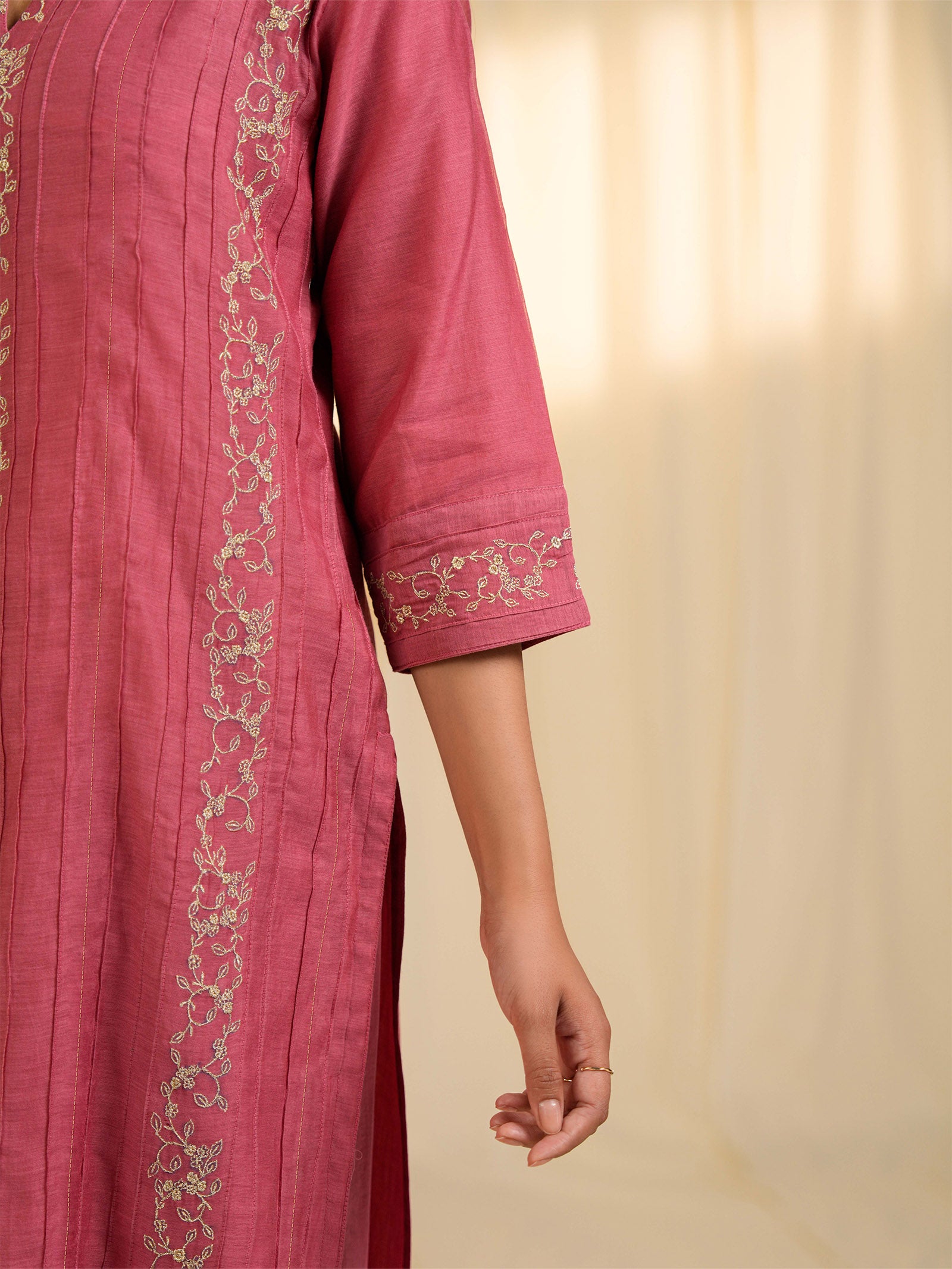 Filigree Vintage Rose Chanderi Kurta